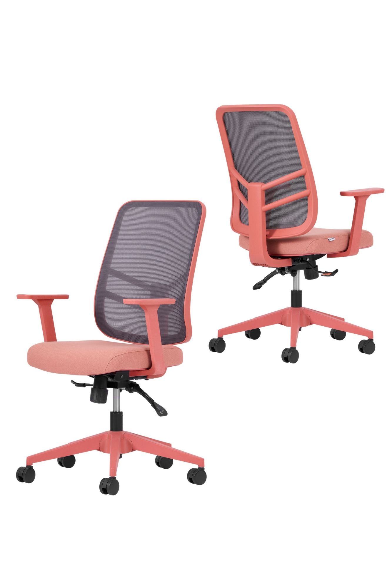 Conjunto de 2 Cadeiras de Escritório Ergonómicas Salmão com Rodas Silenciosas e Tecido Anti-Transpiração