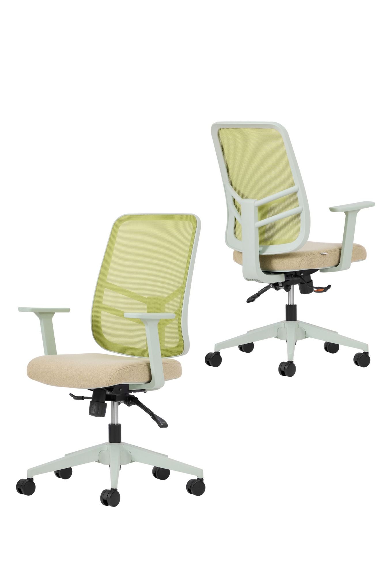 Conjunto de 2 Cadeiras de Escritório Ergonómicas Verdes com Rodas Silenciosas e Altura Ajustável - Suporte até 120kg