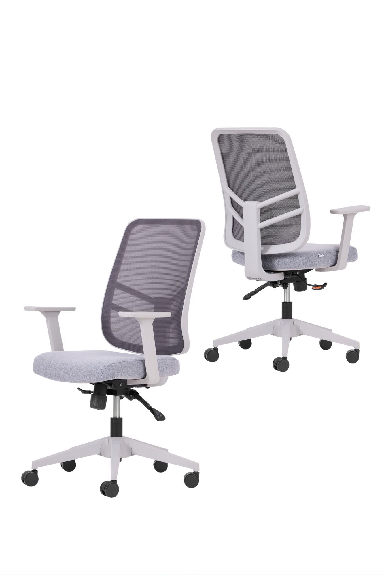 Conjunto de 2 Cadeiras de Escritório Ergonómicas Cinzentas com Rodas Silenciosas e Altura Ajustável - Suporte até 120kg