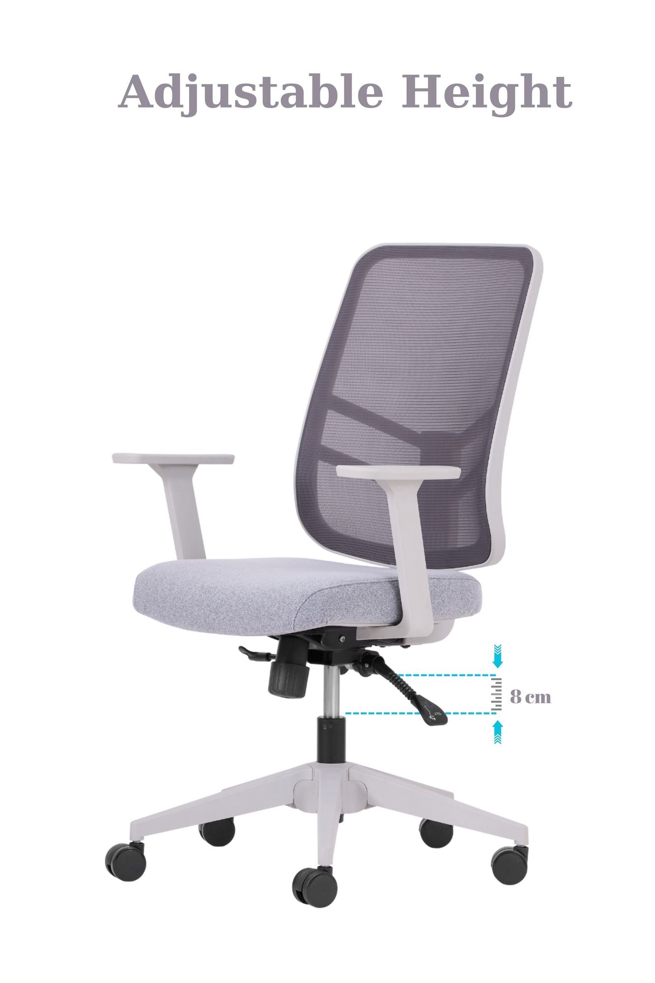 Conjunto de 2 Cadeiras de Escritório Ergonómicas Cinzentas com Rodas Silenciosas e Altura Ajustável - Suporte até 120kg