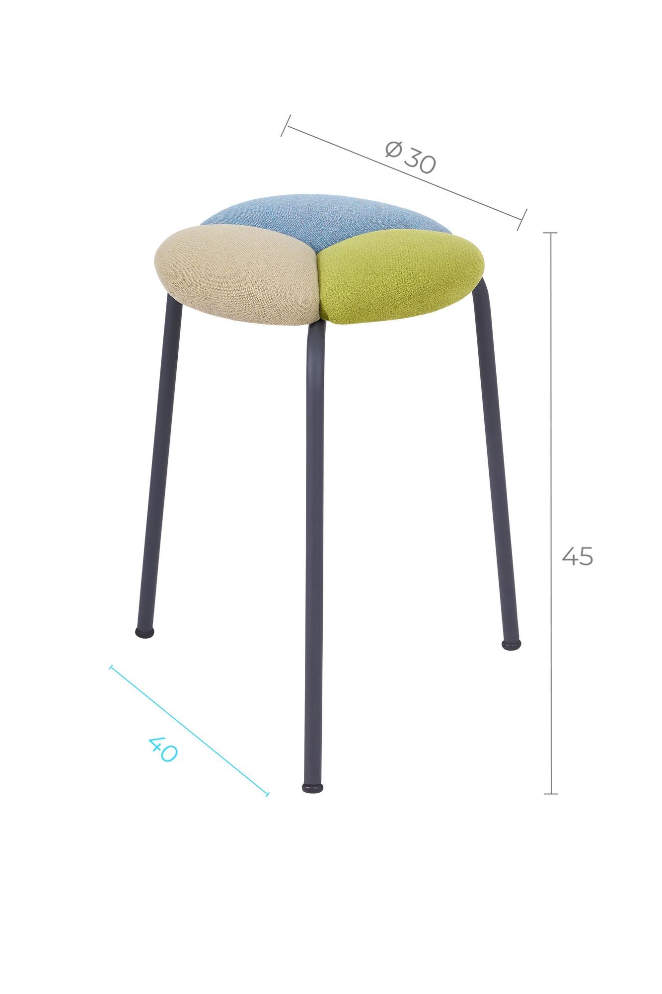 Conjunto de 4 Bancos Multicolor em Metal - 40x45x30cm - Fácil Montagem