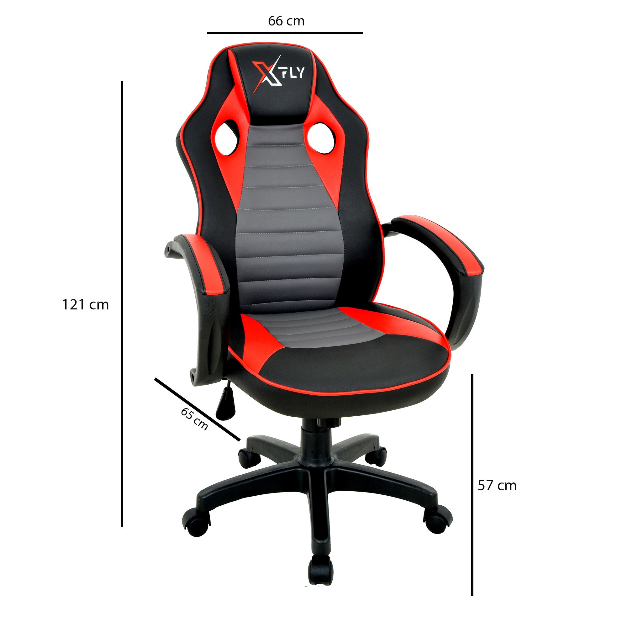 Cadeira Gamer – 66 cm x 121 cm x 65 cm – Vermelha e Preta – Poliuretano