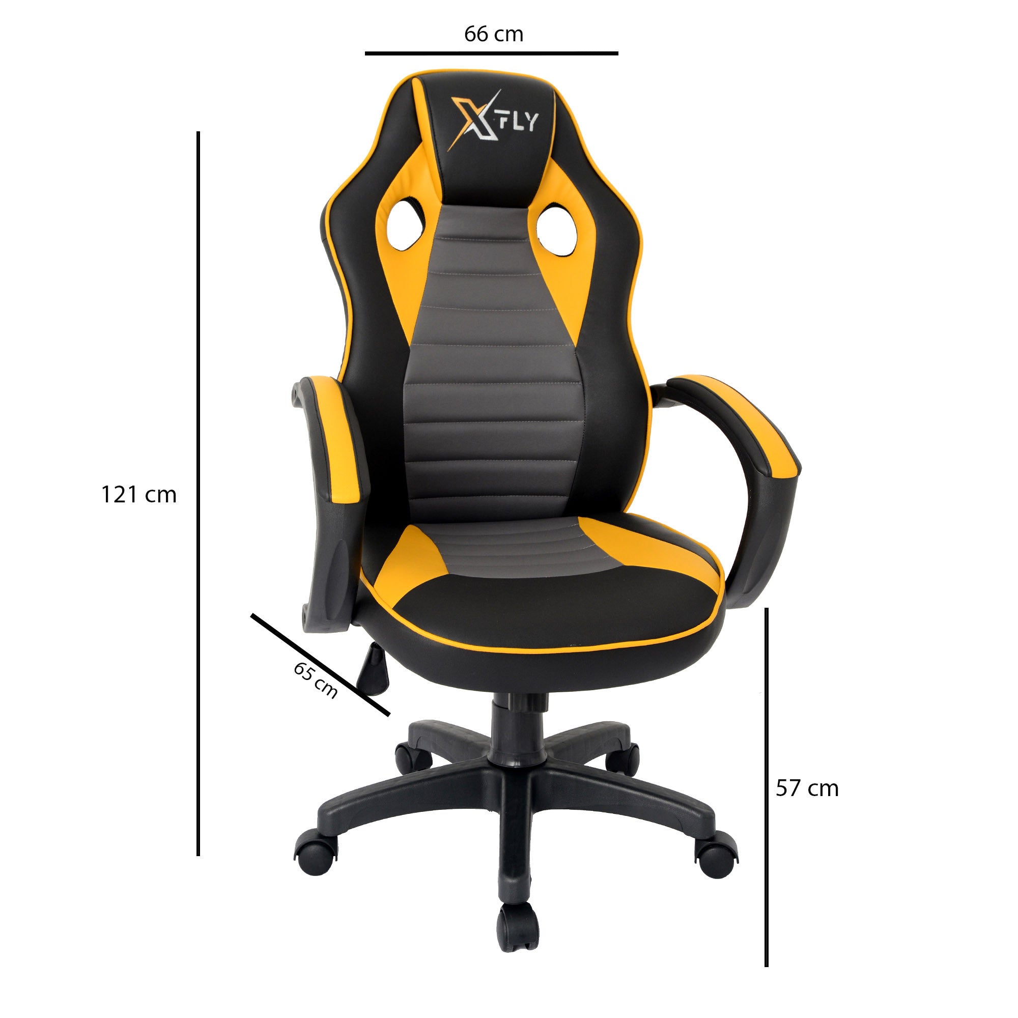 Cadeira Gamer – 66 cm x 121 cm x 65 cm – Amarelo e Preto – Poliuretano