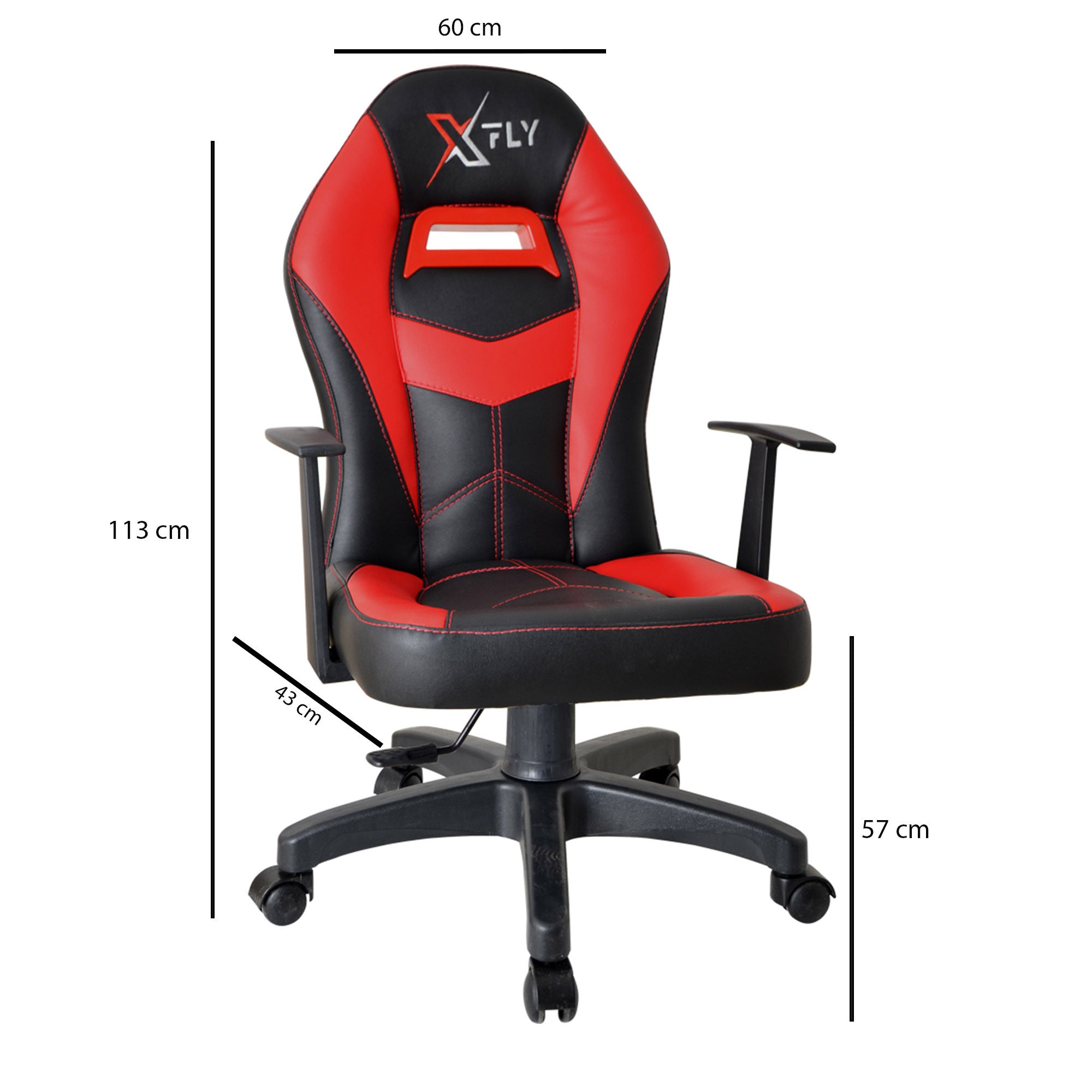 Cadeira Gamer – 60 cm x 113 cm x 43 cm – Vermelho e Preto – Poliuretano