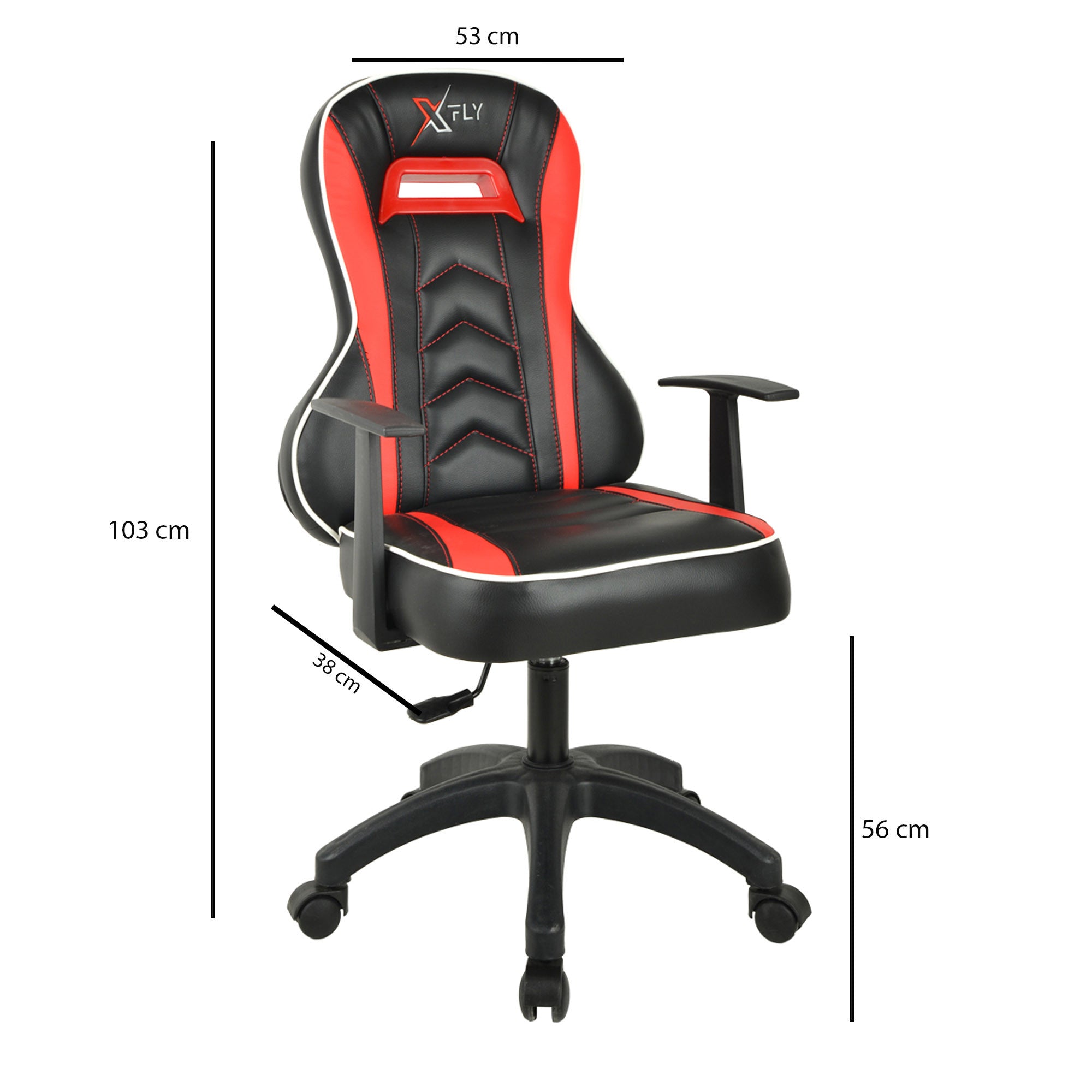 Cadeira Gamer – 53 cm largura – 103 cm altura – vermelho e preto – plástico
