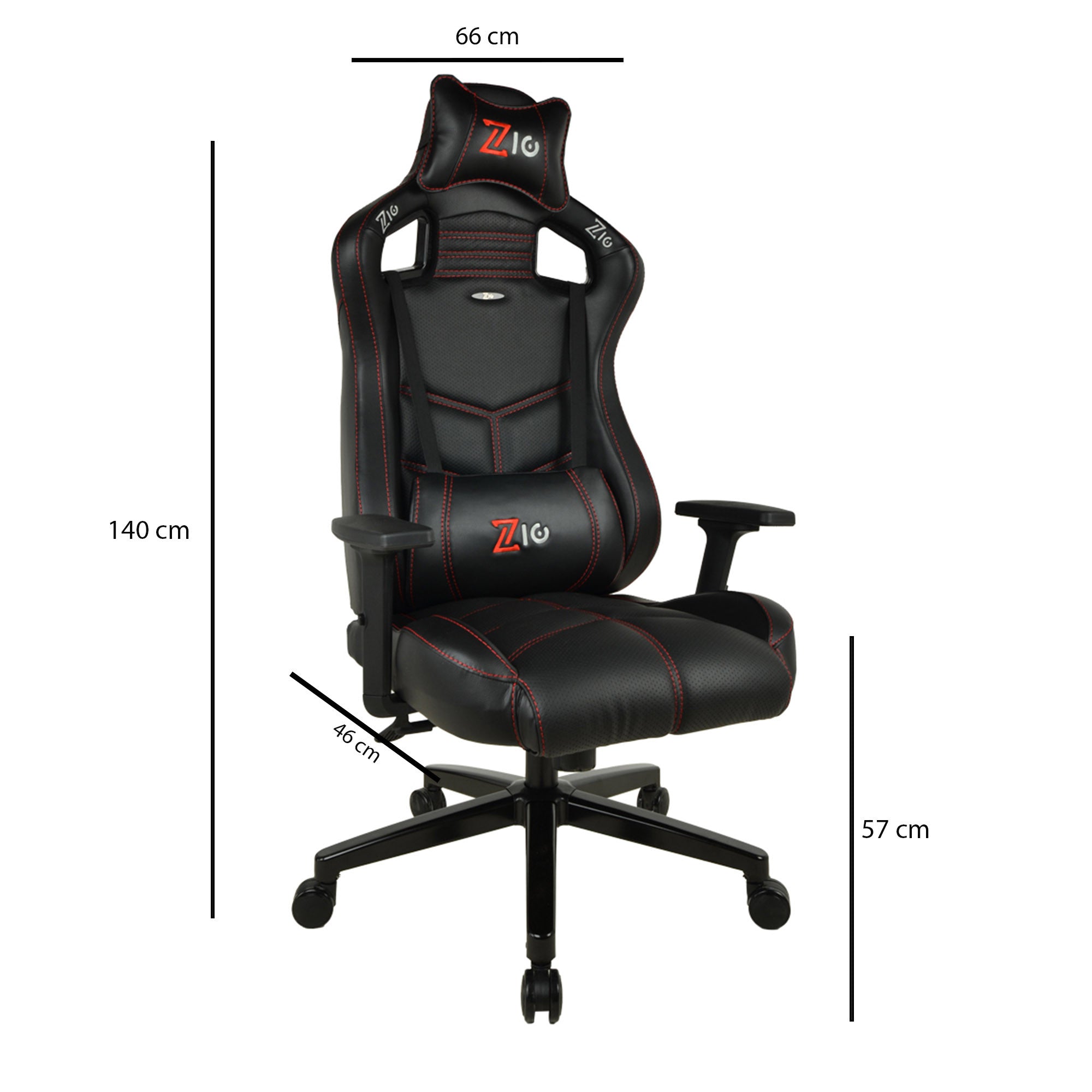 Cadeira Gamer – 66 cm x 140 cm x 46 cm – Preto – Poliuretano