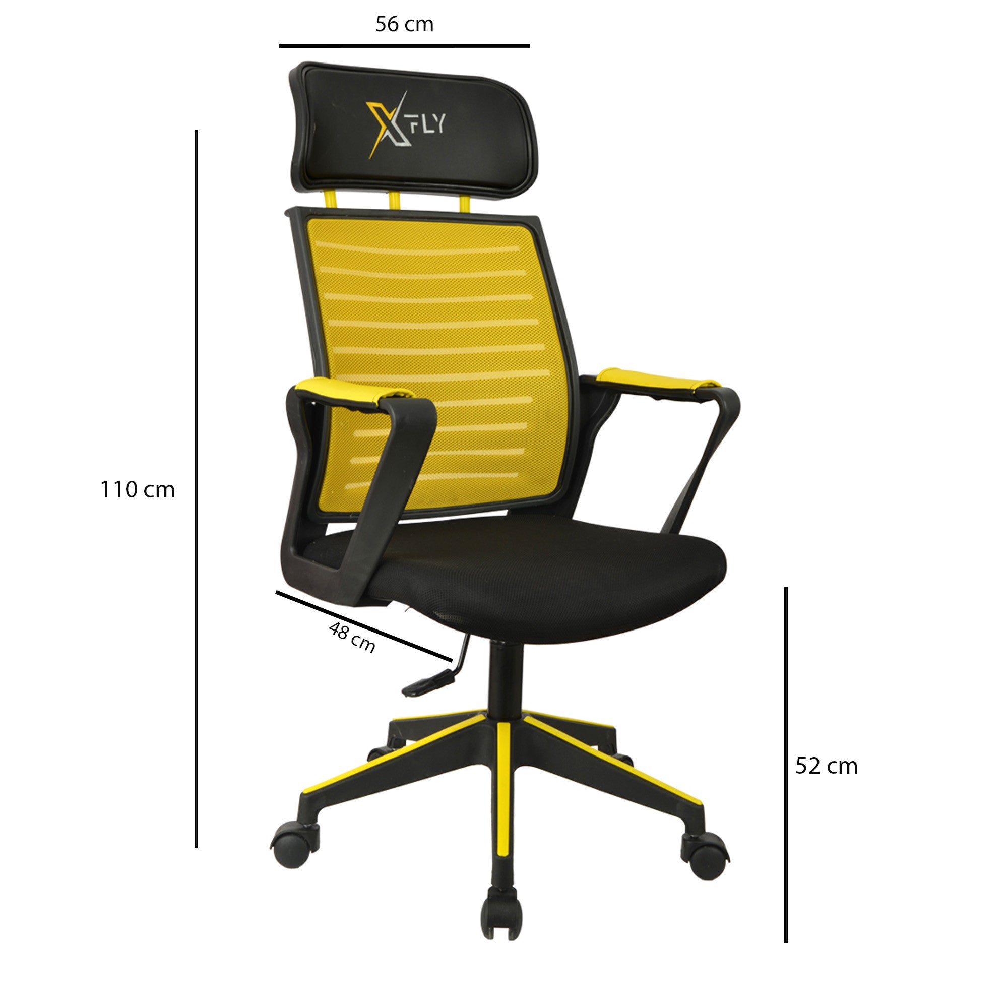 Cadeira Gamer – 56cm x 110cm x 48cm – Amarelo e Preto – Poliuretano