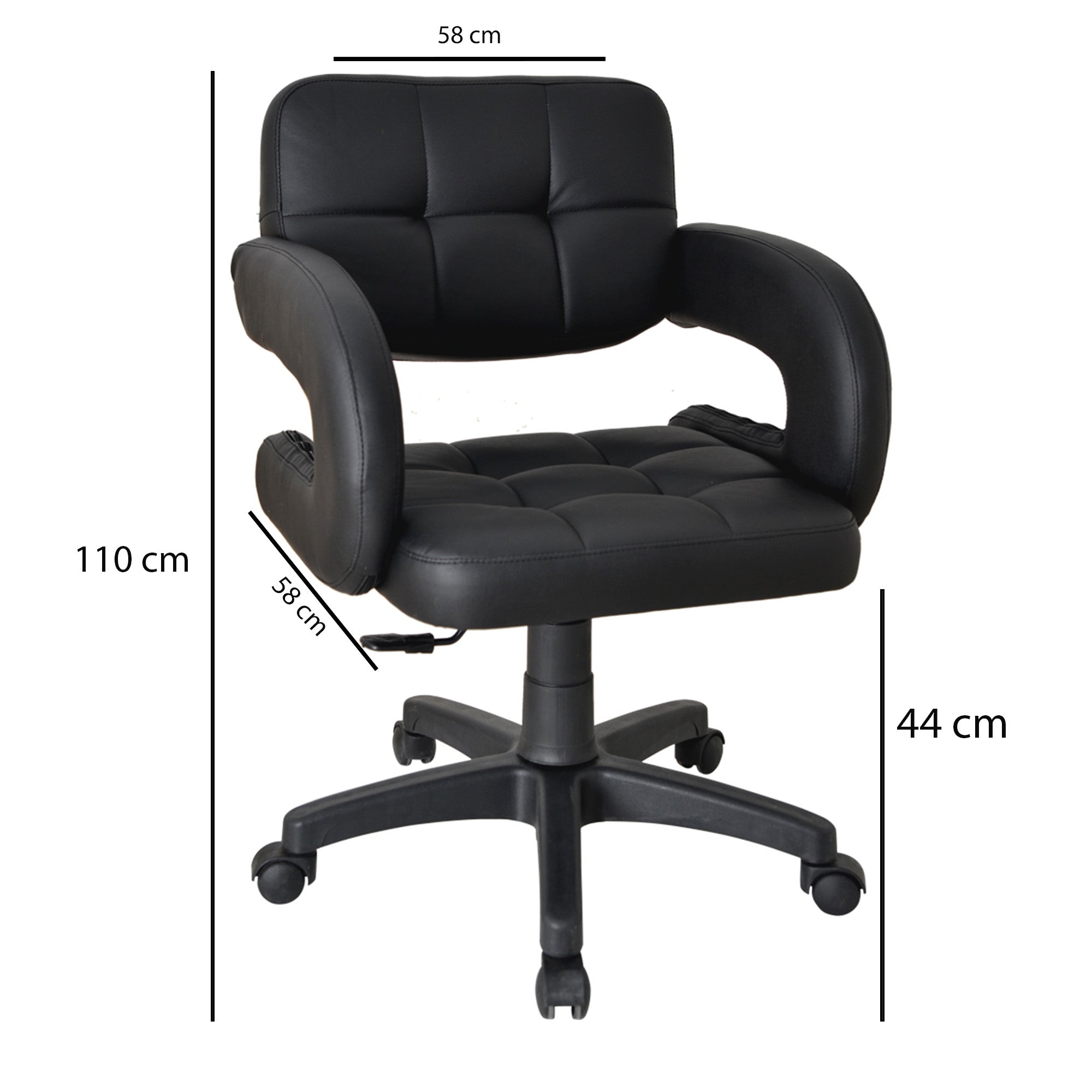 Cadeira de escritório – 58 cm x 110 cm x 58 cm – Preto – Poliuretano