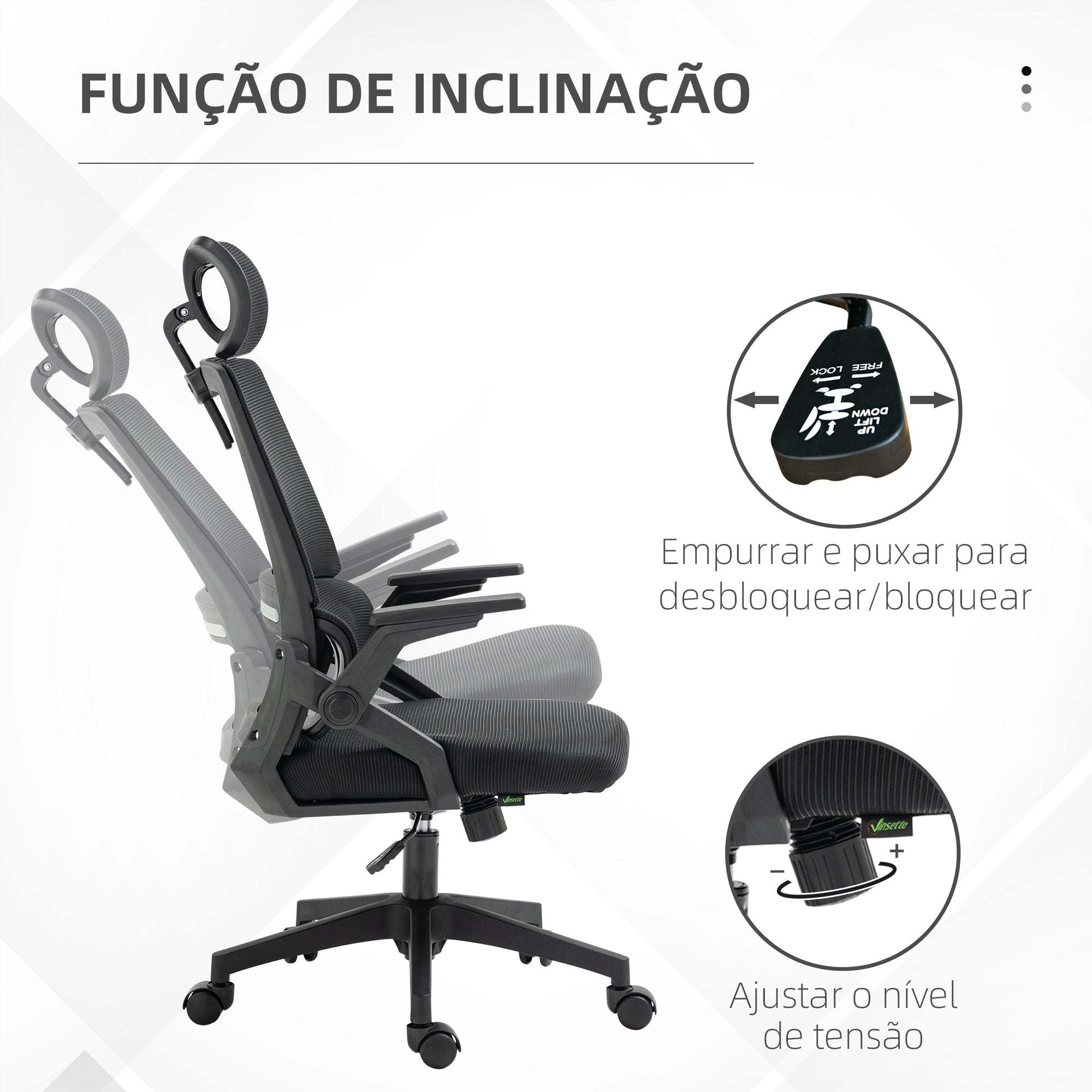 Cadeira de Escritório de Malha Giratória Preto 58x61x102-119 cm