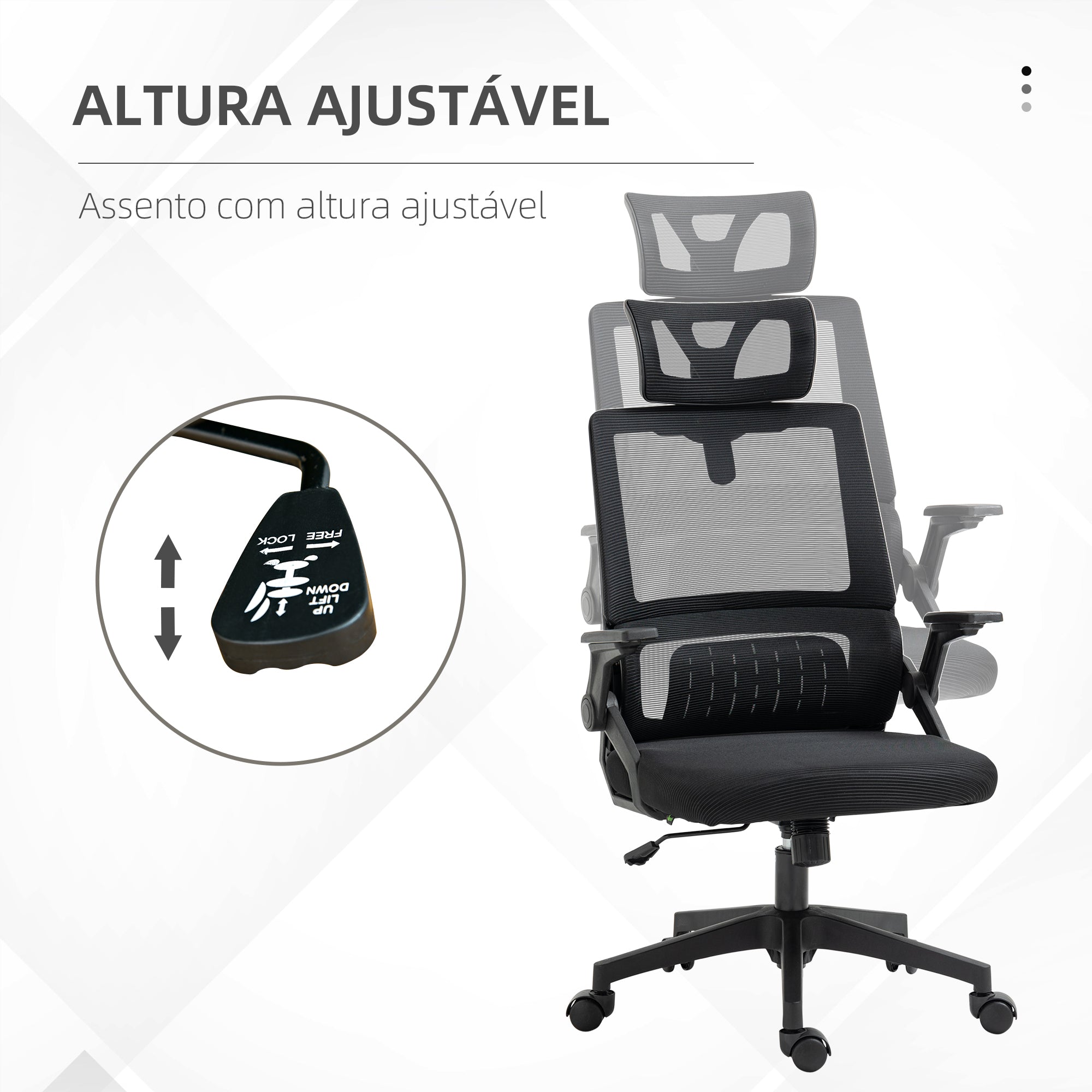 Cadeira de Escritório de Malha Giratória Preto 58x61x102-119 cm