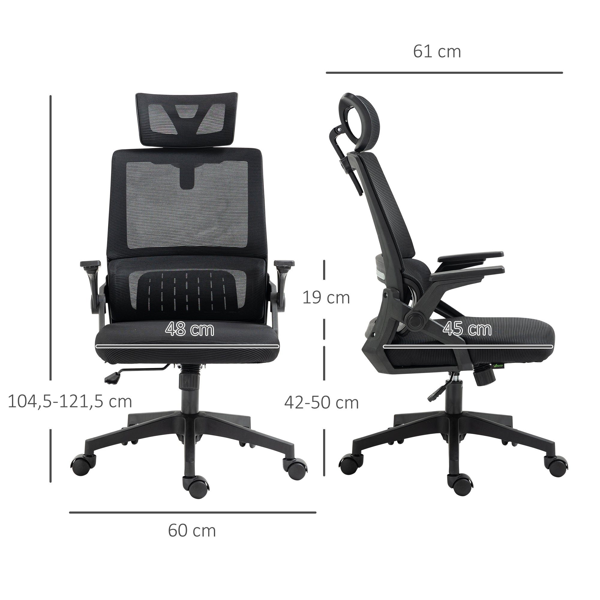 Cadeira de Escritório de Malha Giratória Preto 58x61x102-119 cm