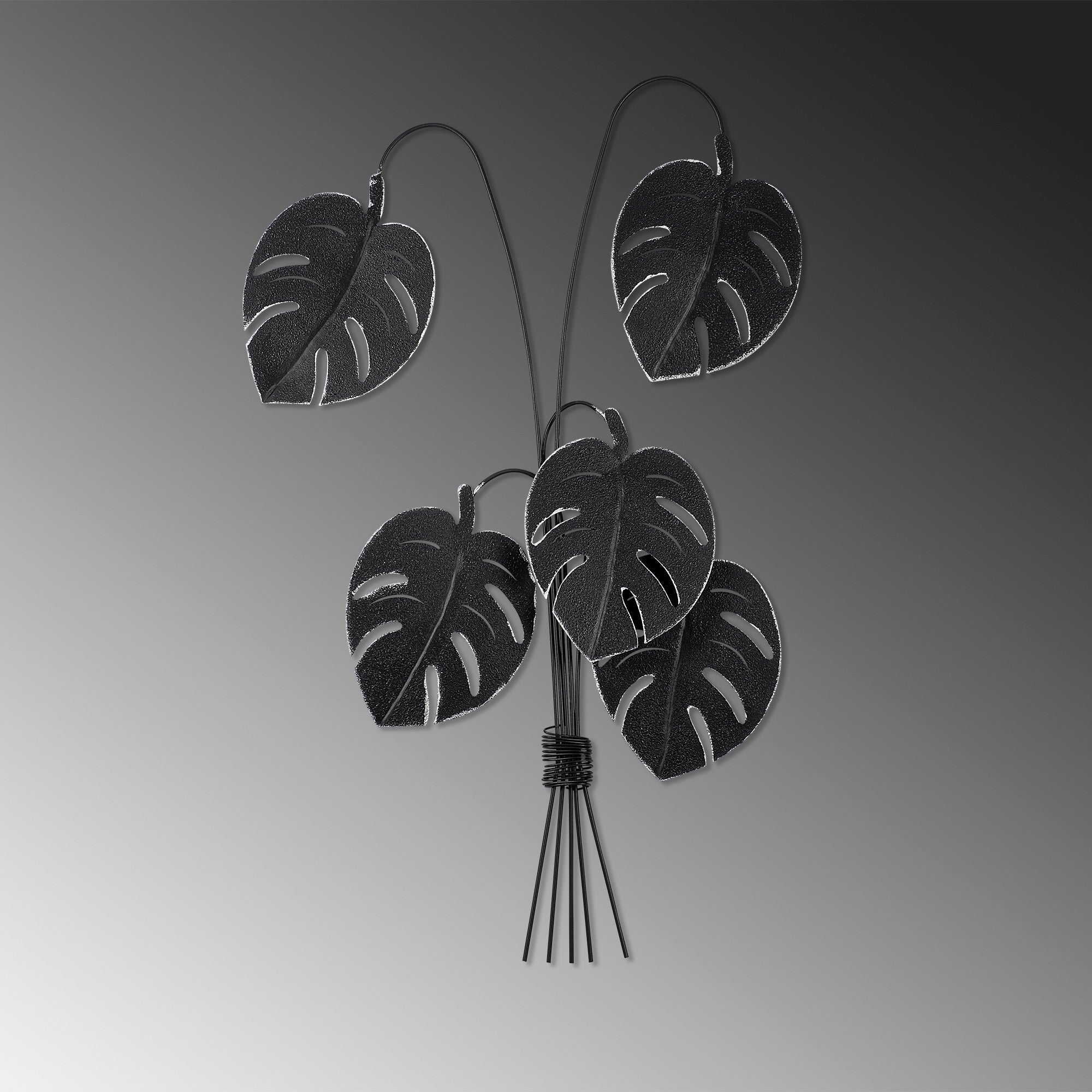 Acessório Decorativo de Parede Monstera Preto - Metal 100% - 60x100cm