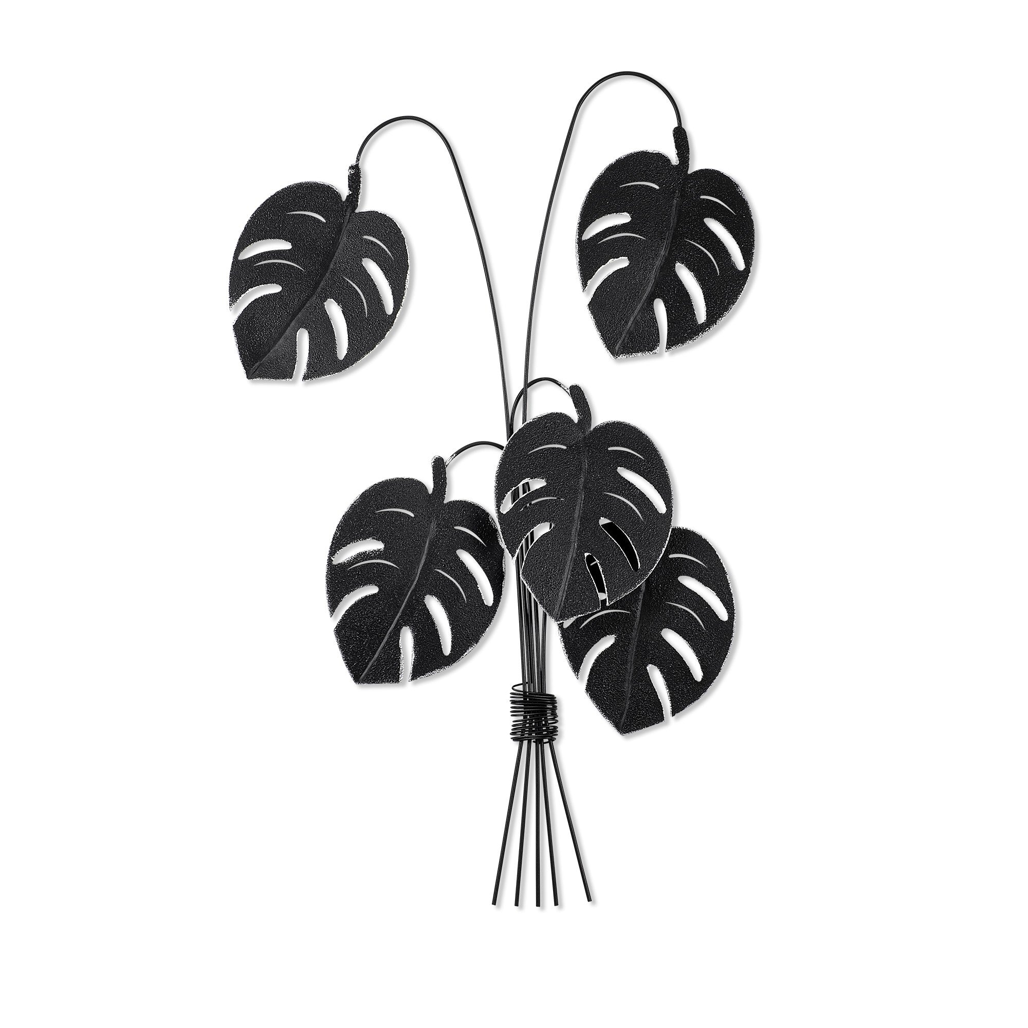 Acessório Decorativo de Parede Monstera Preto - Metal 100% - 60x100cm