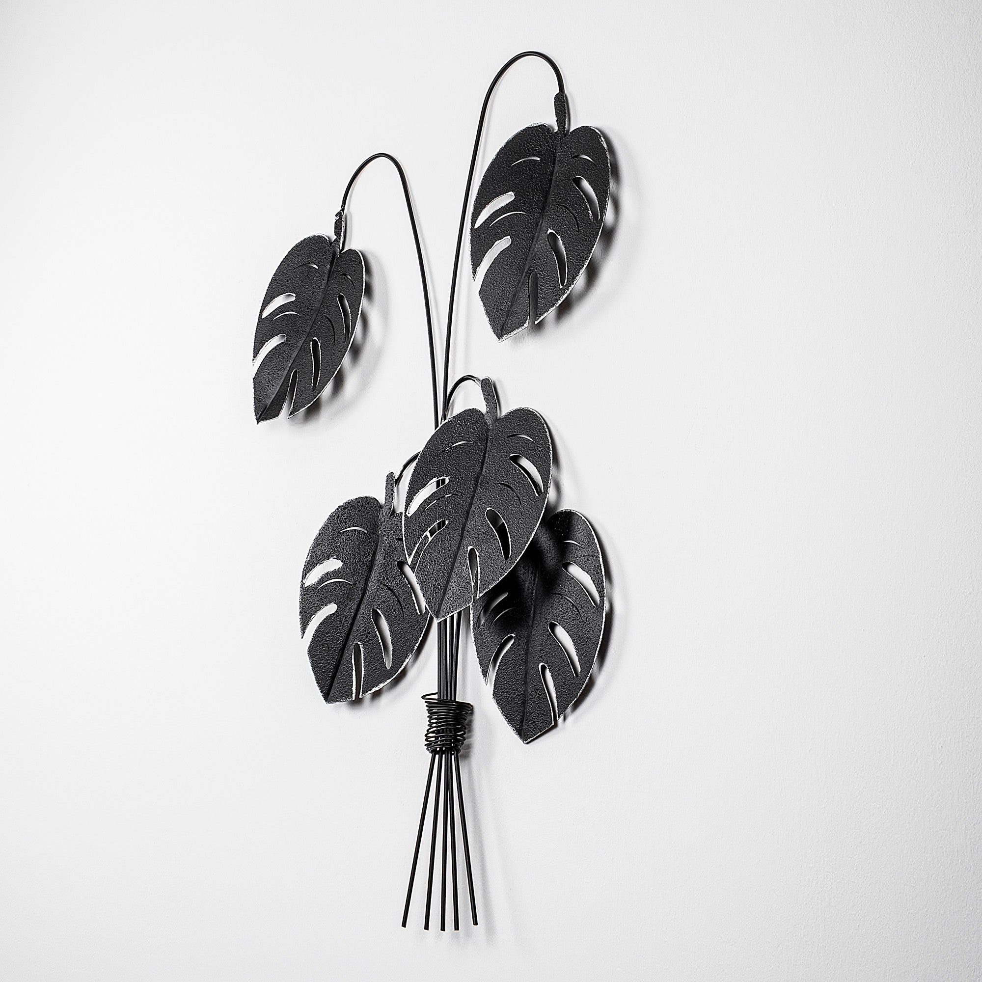 Acessório Decorativo de Parede Monstera Preto - Metal 100% - 60x100cm