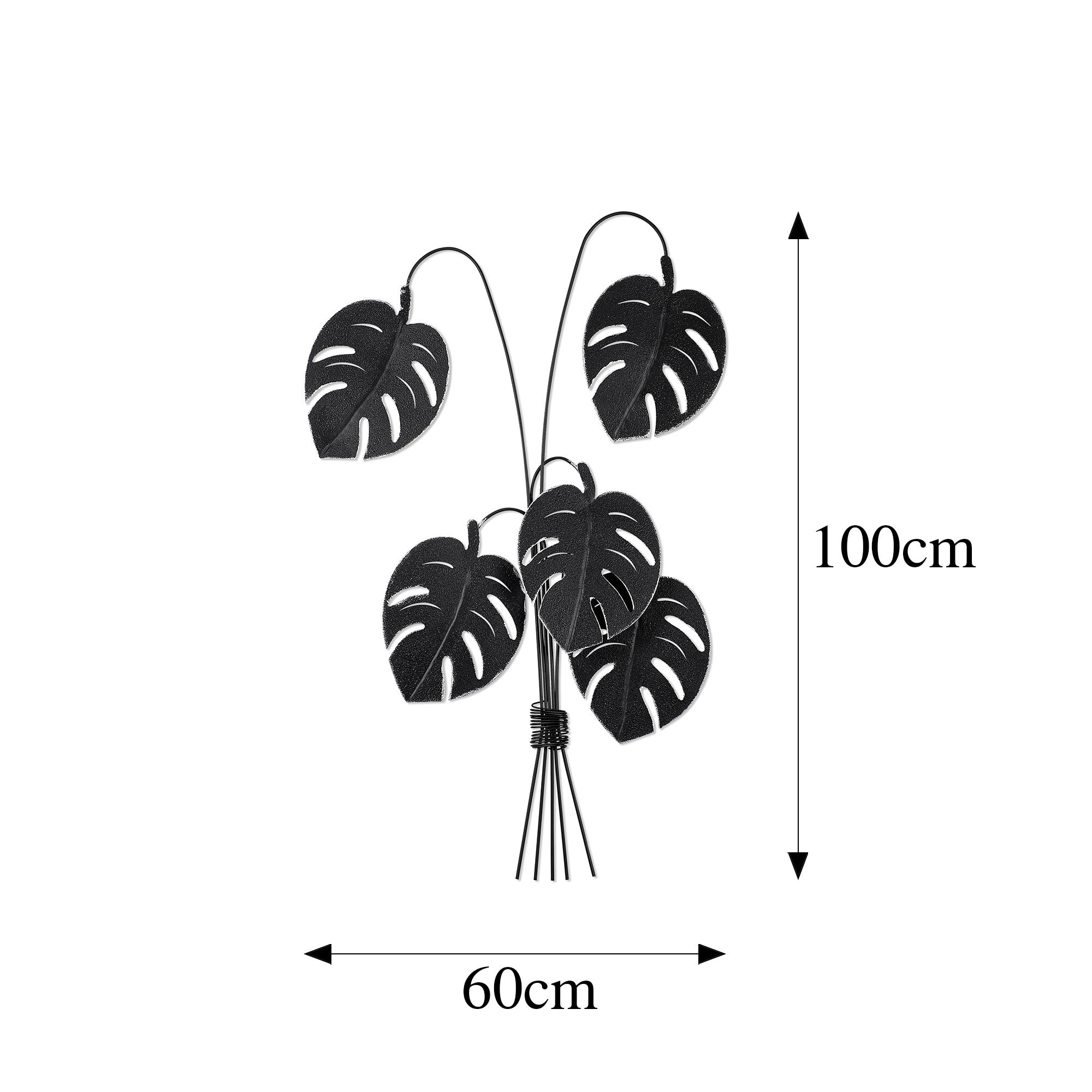 Acessório Decorativo de Parede Monstera Preto - Metal 100% - 60x100cm
