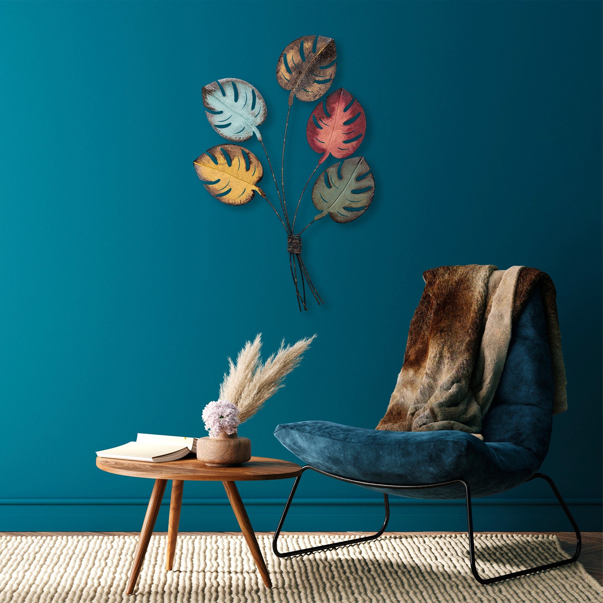 Acessório Decorativo de Parede Monstera em Metal Multicolor - 67x100cm