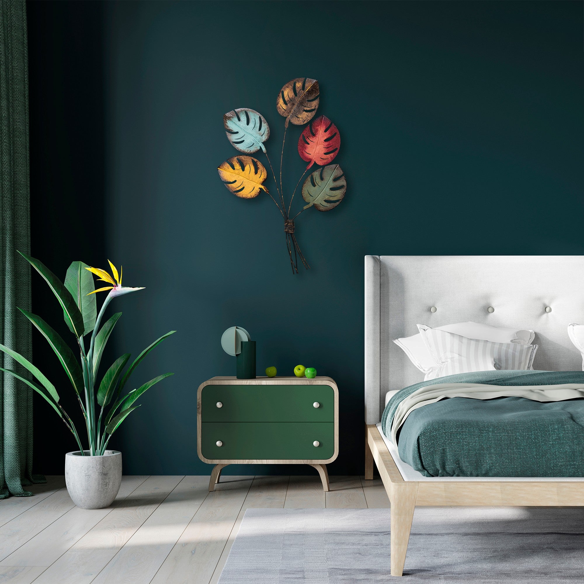 Acessório Decorativo de Parede Monstera em Metal Multicolor - 67x100cm