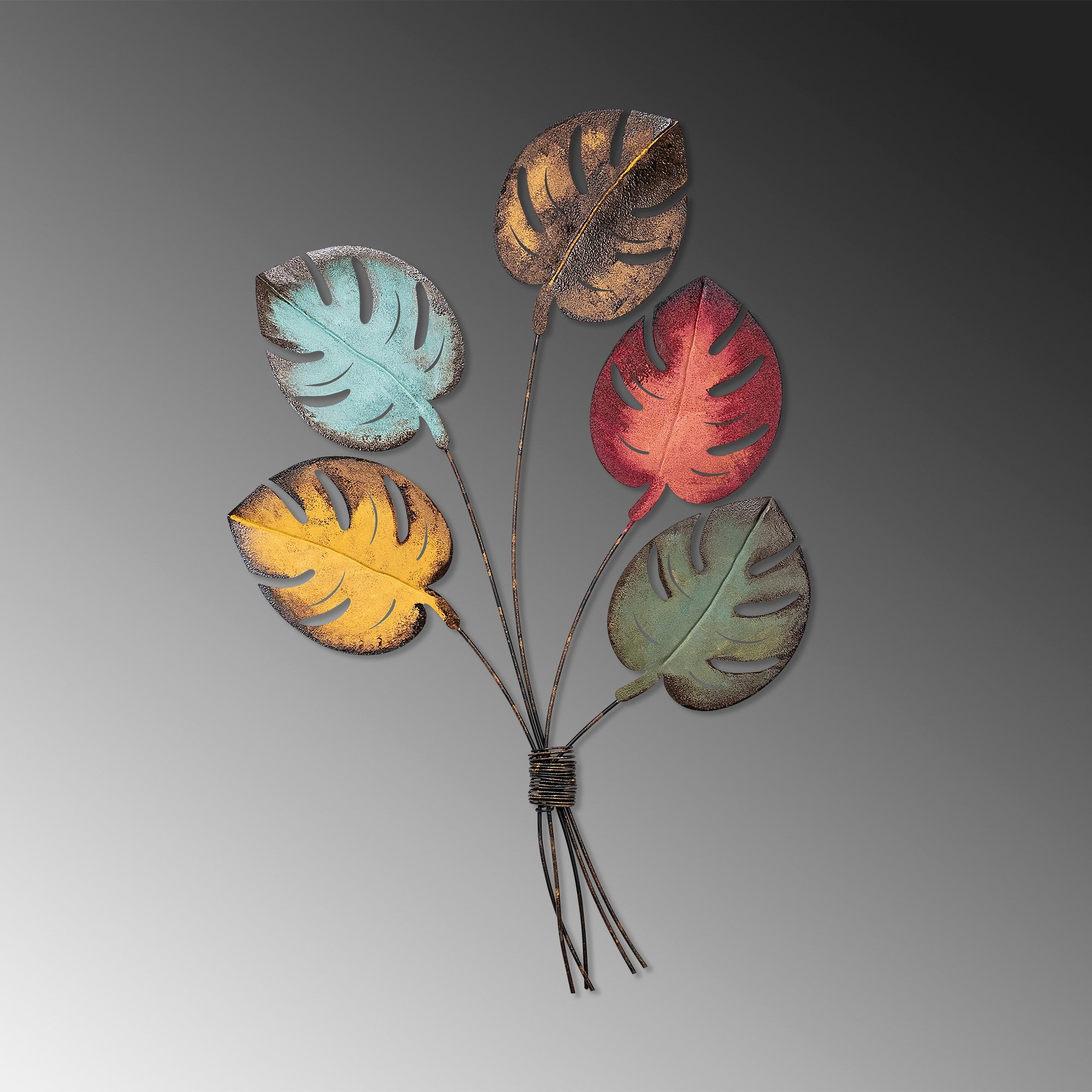 Acessório Decorativo de Parede Monstera em Metal Multicolor - 67x100cm