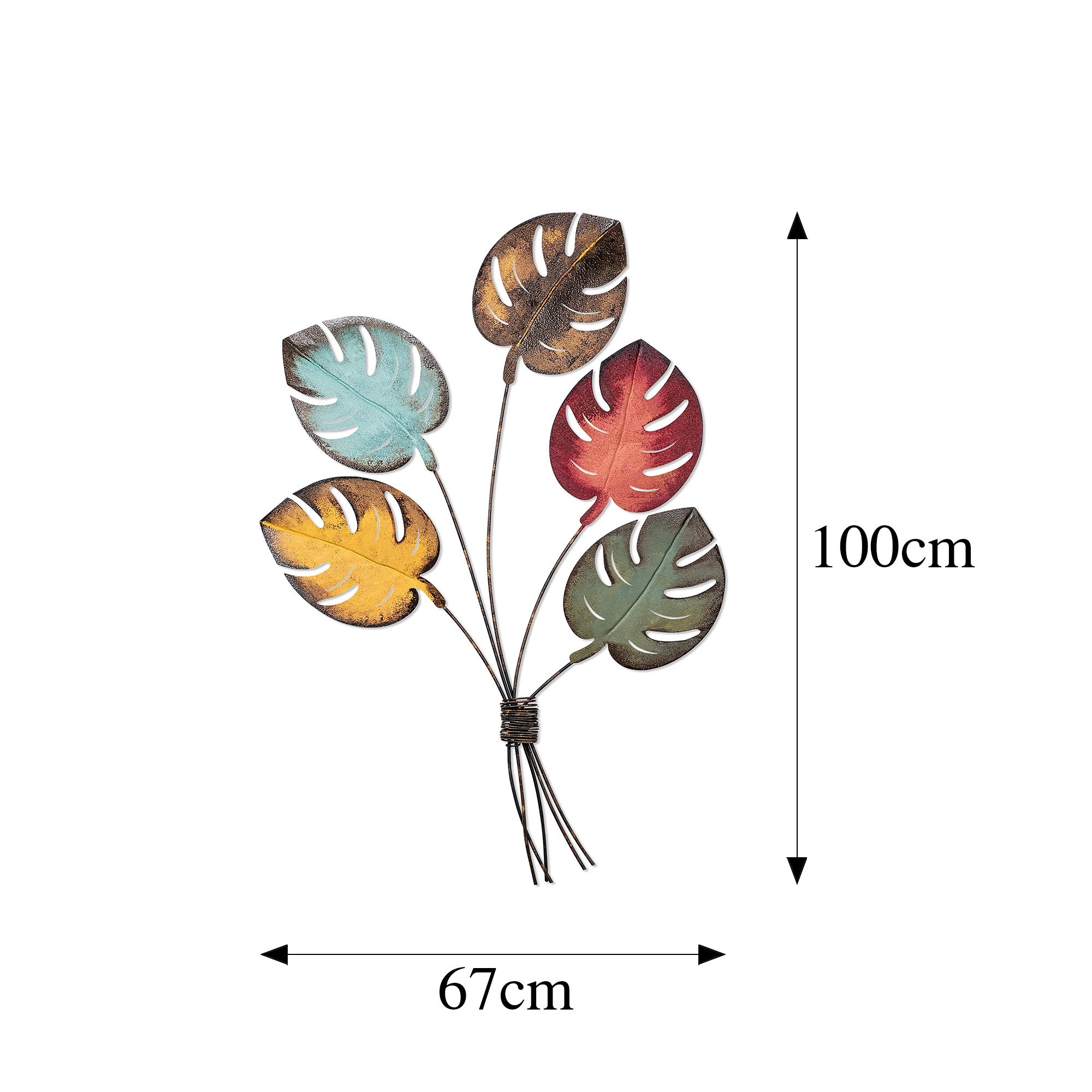 Acessório Decorativo de Parede Monstera em Metal Multicolor - 67x100cm