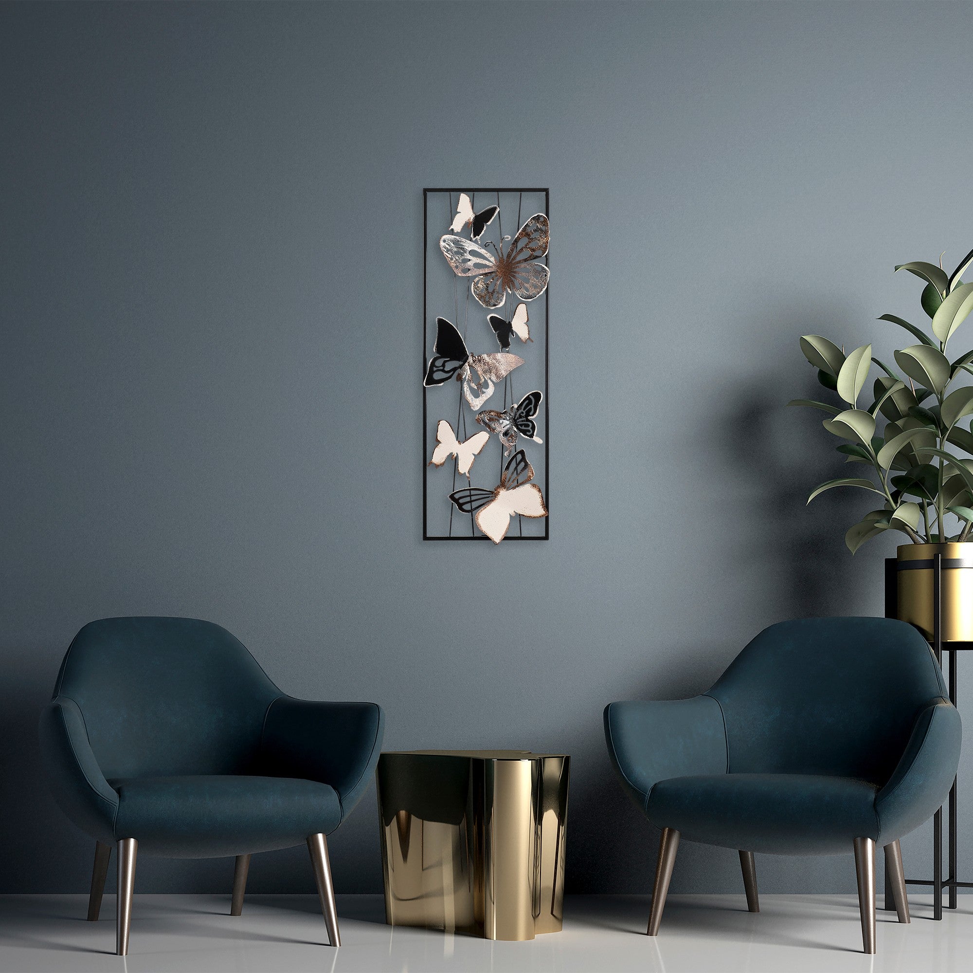 Acessório Decorativo de Parede Kelebek em Metal Multicolor - 32x90cm