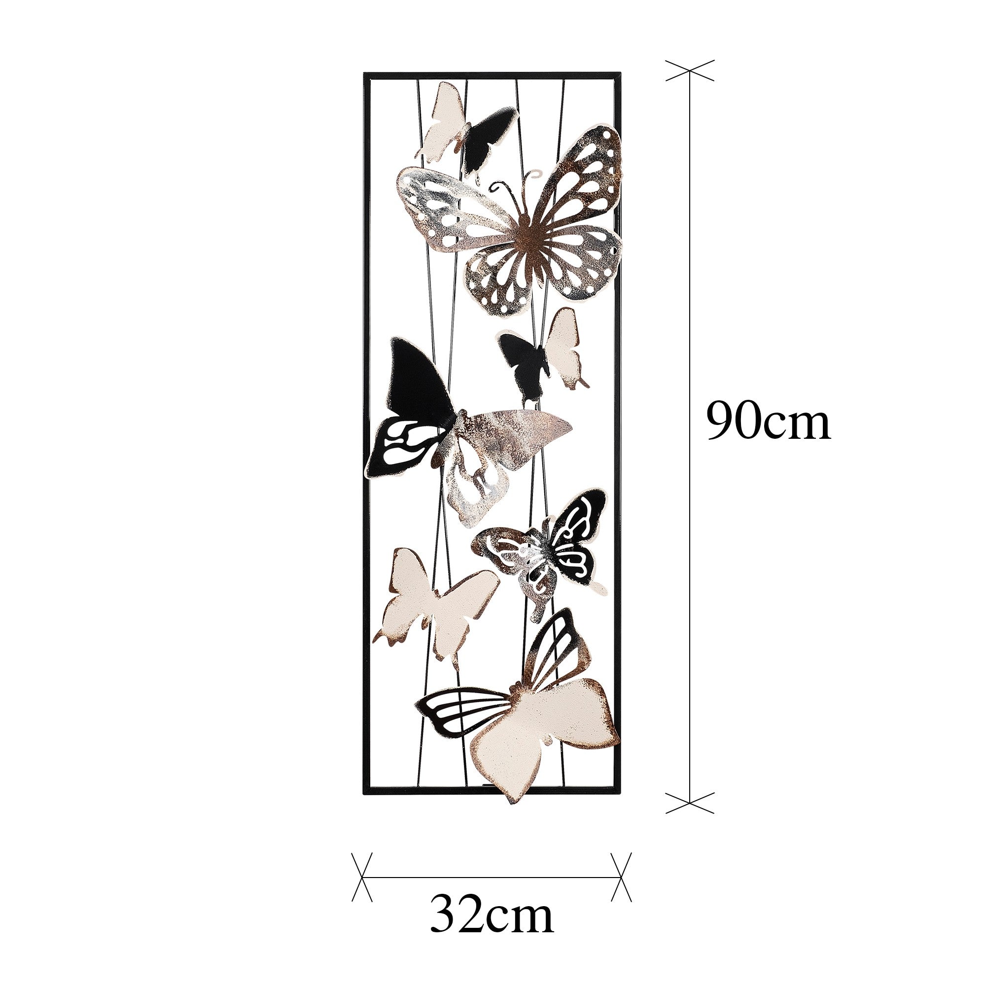 Acessório Decorativo de Parede Kelebek em Metal Multicolor - 32x90cm