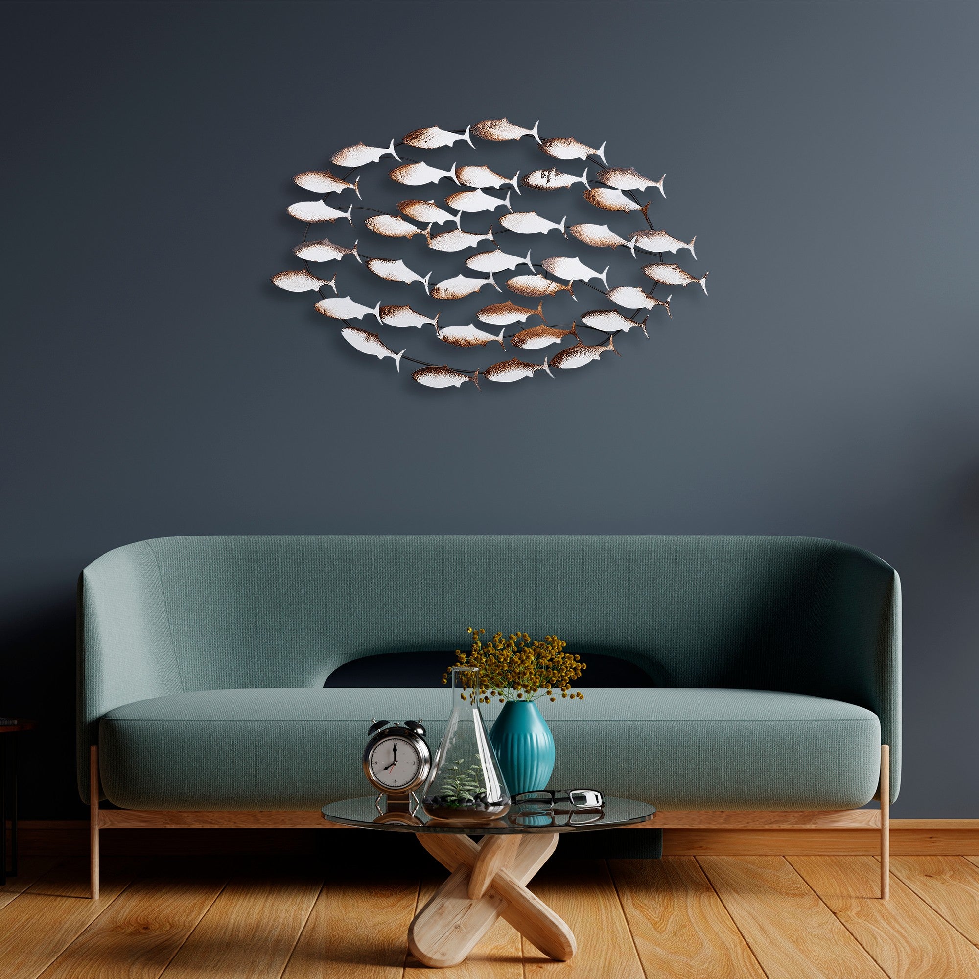 Acessório Decorativo de Parede em Metal Alabalık Multicolor - 94x58cm - Arte Moderna para Casa
