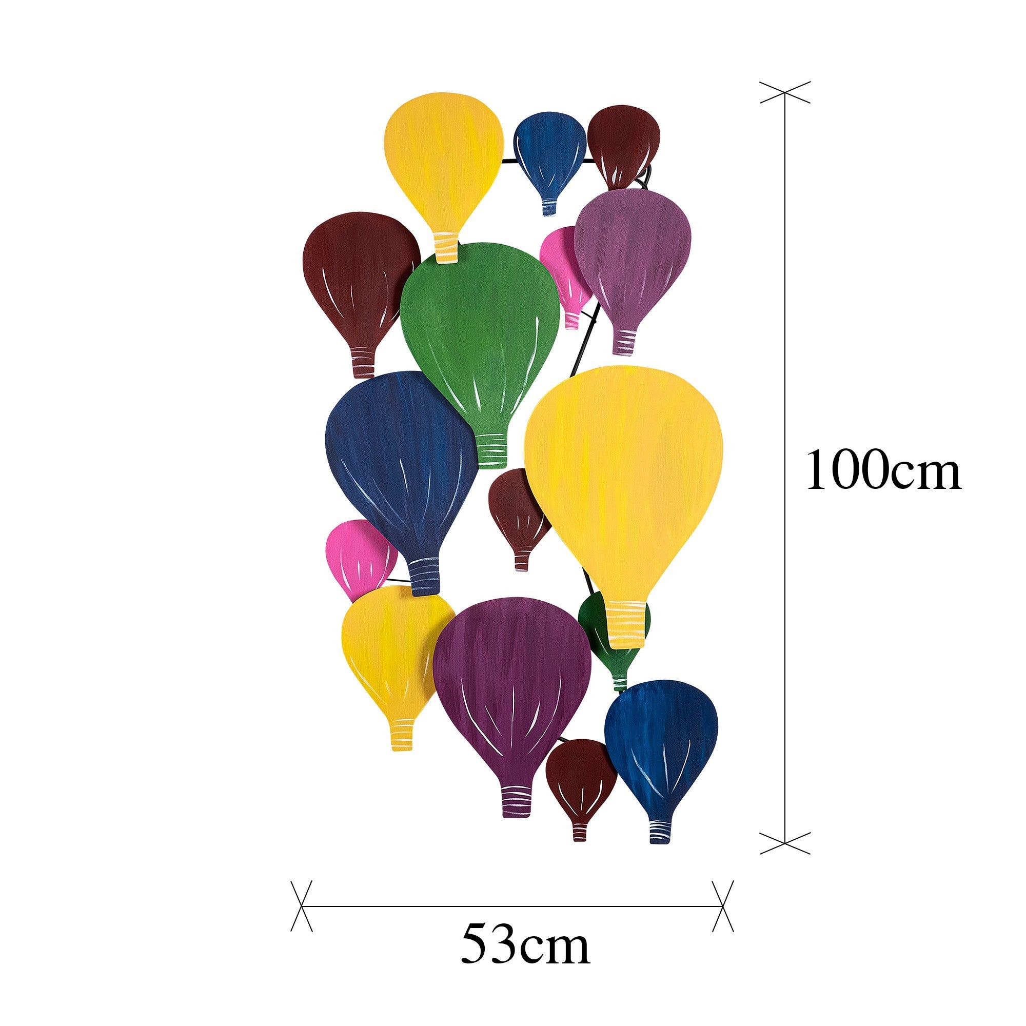 Arte de Parede Metálica Kapadokya Multicolor - Acessório Decorativo Premium 53x100cm