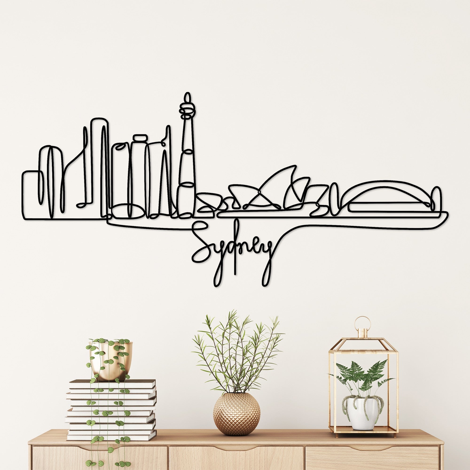 Acessório Decorativo de Parede Sydney - Metal Preto 120x52cm - Elegância Industrial para o Seu Espaço