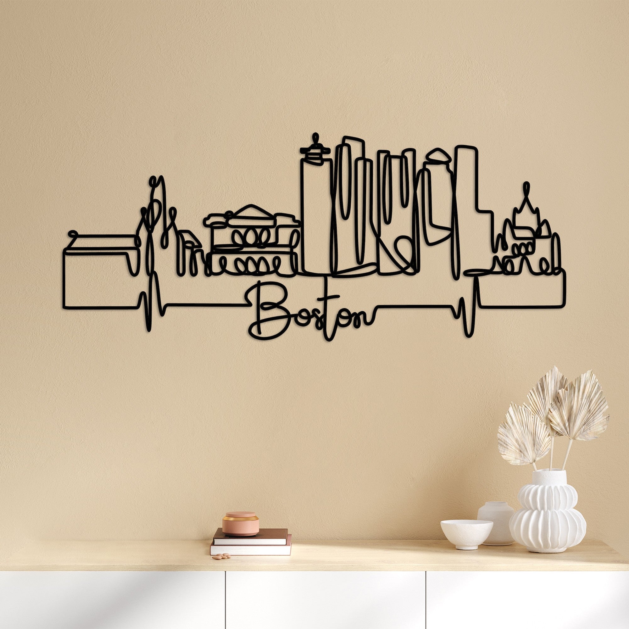 Acessório Decorativo de Parede Boston - Metal Preto 120x47cm para Decoração Moderna