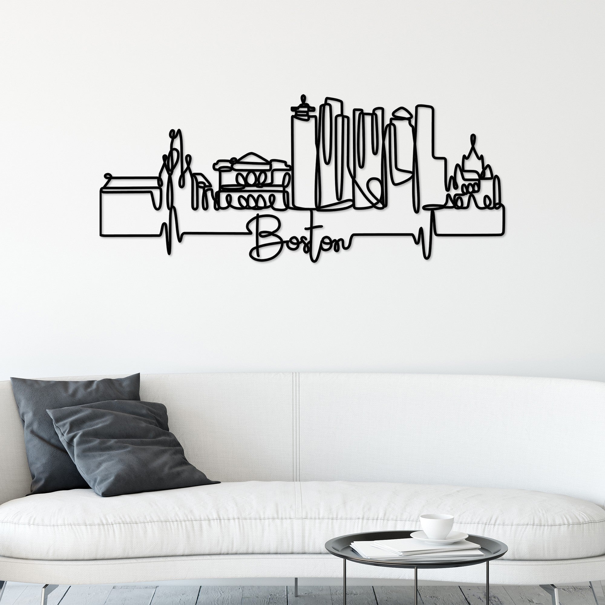 Acessório Decorativo de Parede Boston - Metal Preto 120x47cm para Decoração Moderna