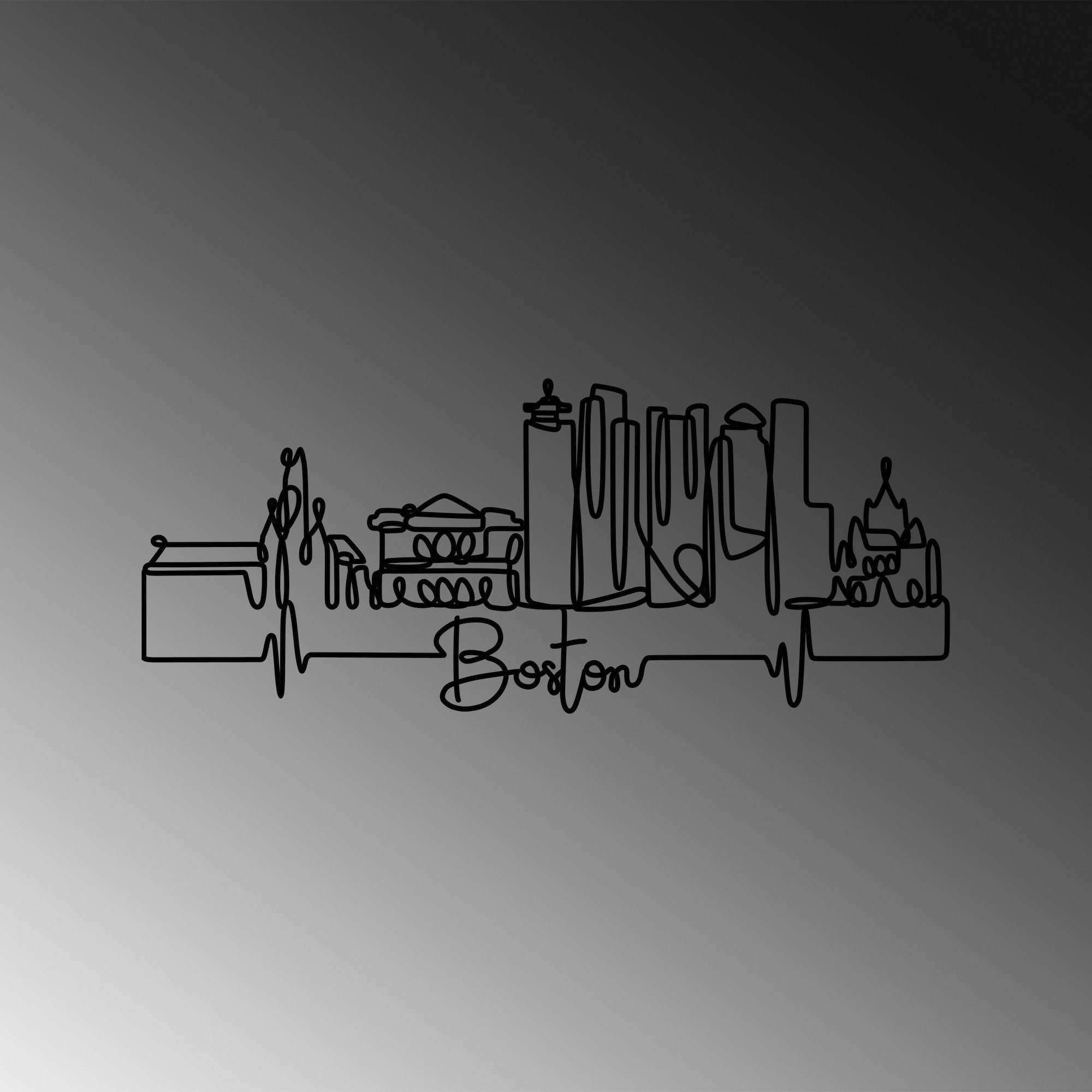 Acessório Decorativo de Parede Boston - Metal Preto 120x47cm para Decoração Moderna