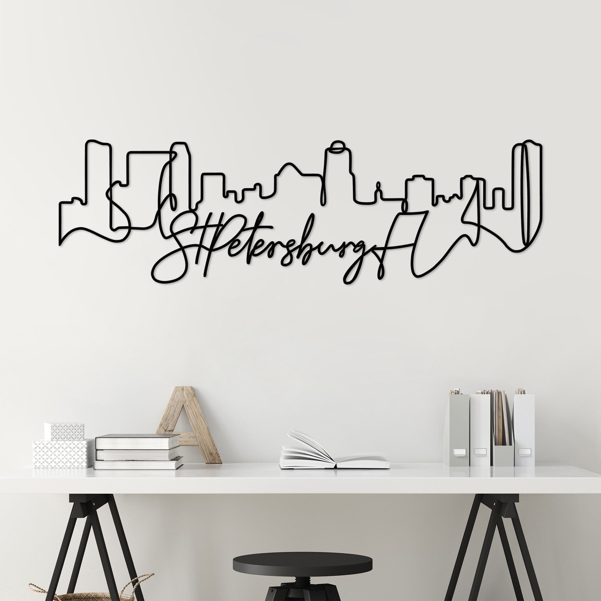 Acessório Decorativo de Parede St.Petersburg - Metal Preto 120x36cm - Design Elegante para Interiores Modernos