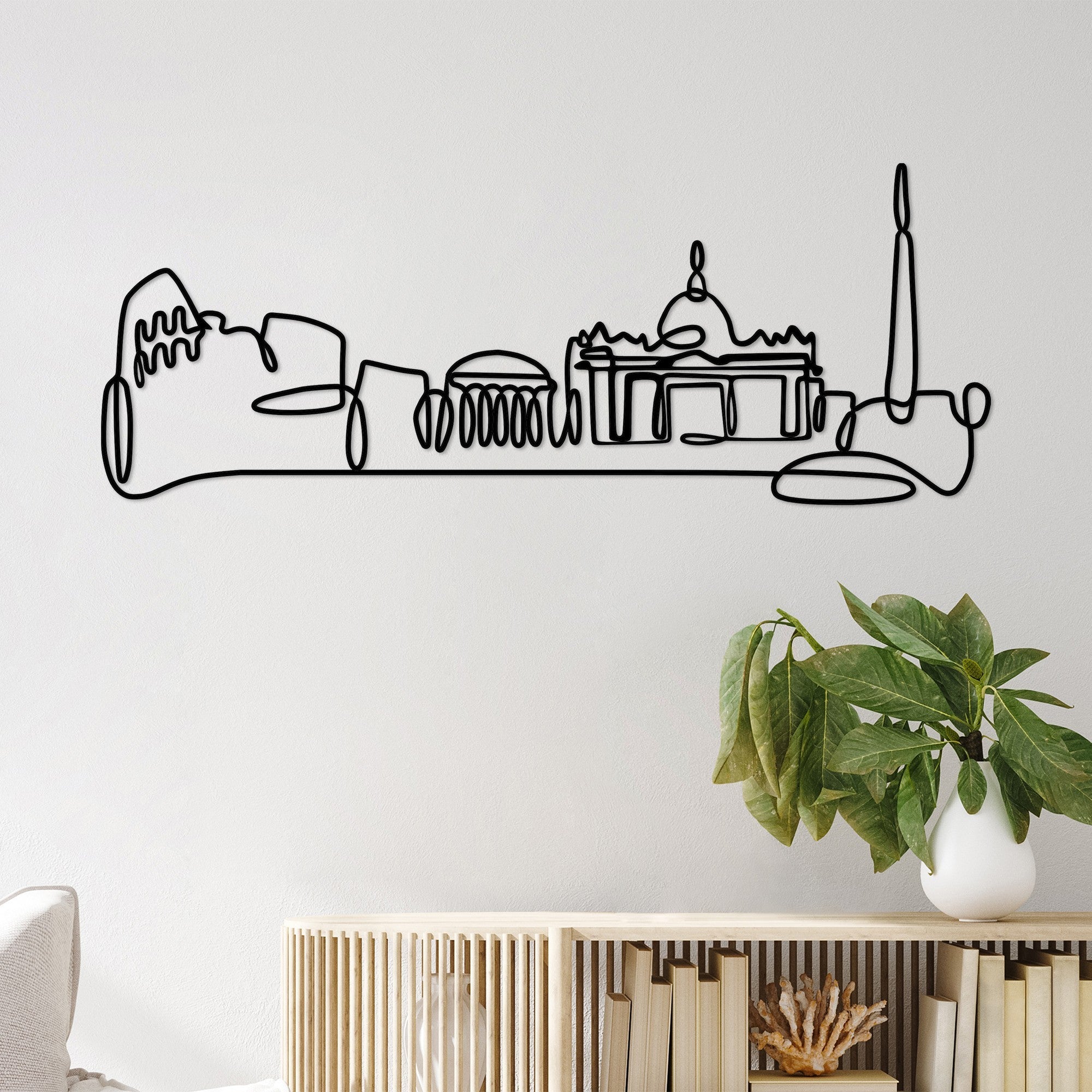 Acessório Decorativo de Parede City - Metal Preto 120x45cm para Decoração Moderna