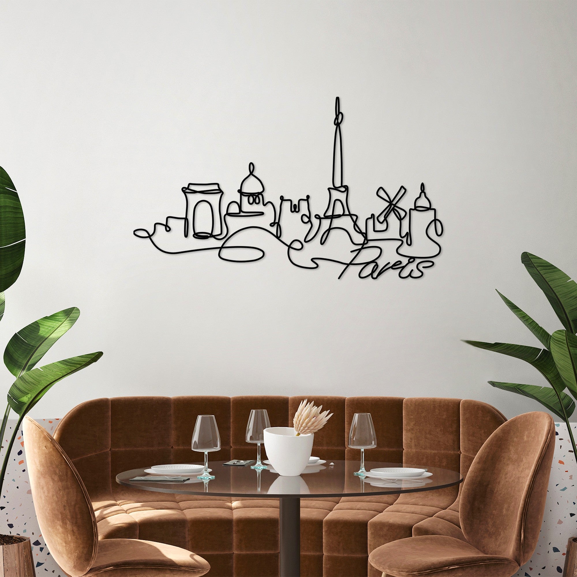 Acessório de parede decorativo de metal preto elegante, 120 x 69 x 1,5 cm | 100% metal, 2 mm de espessura | Perfeito para decoração moderna e exibição de arte