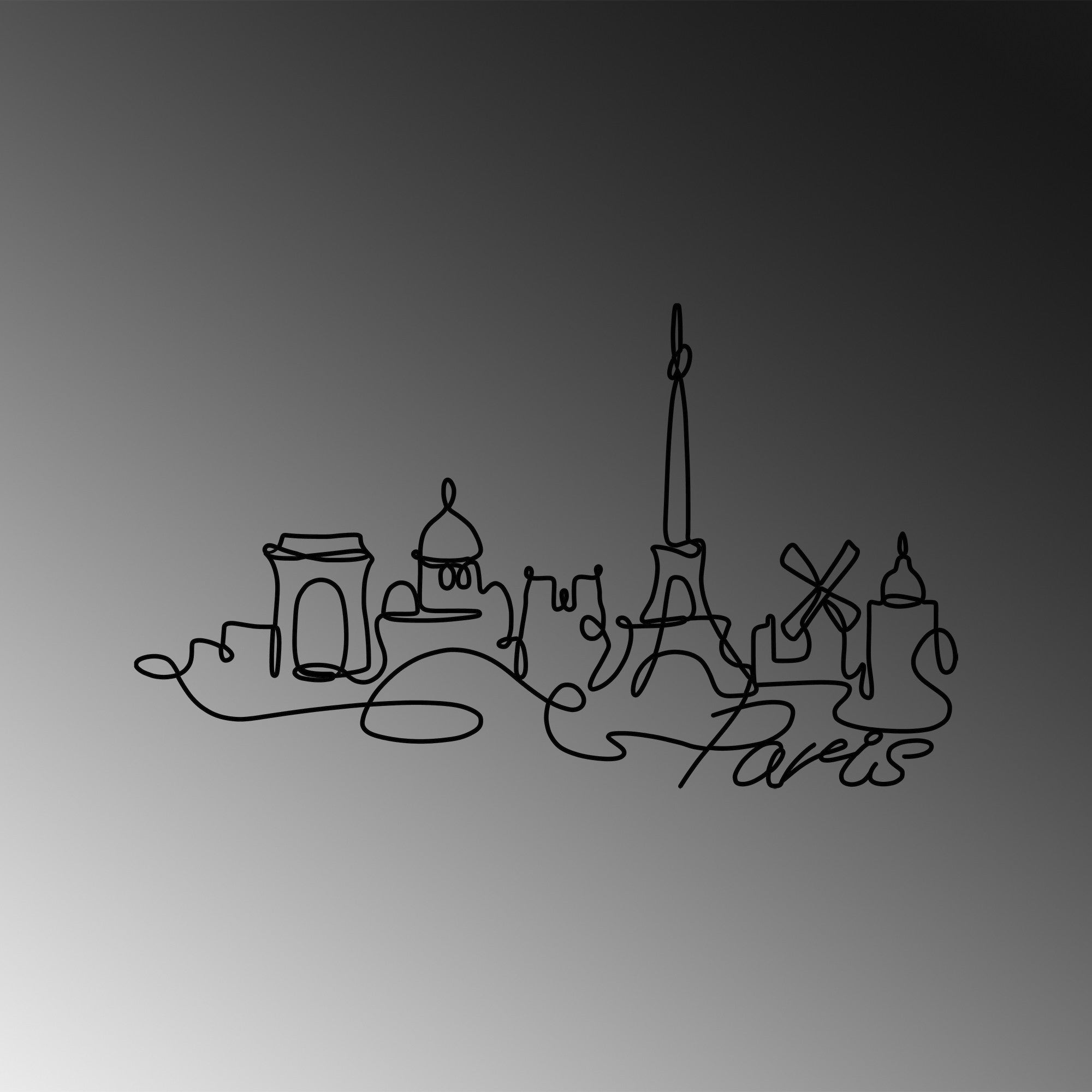 Acessório de parede decorativo de metal preto elegante, 120 x 69 x 1,5 cm | 100% metal, 2 mm de espessura | Perfeito para decoração moderna e exibição de arte