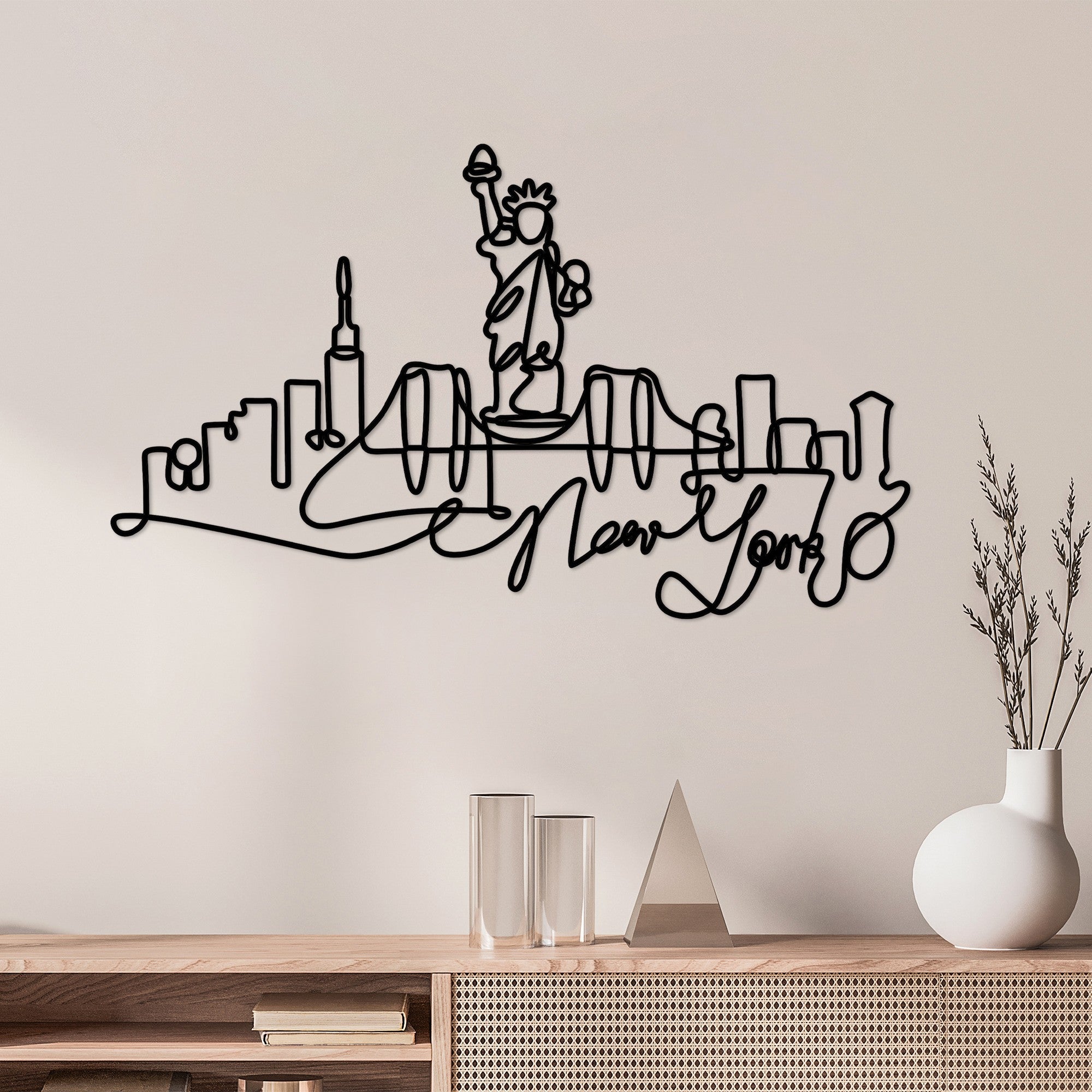Acessório Decorativo de Parede em Metal Preto Newyork - 120x67cm