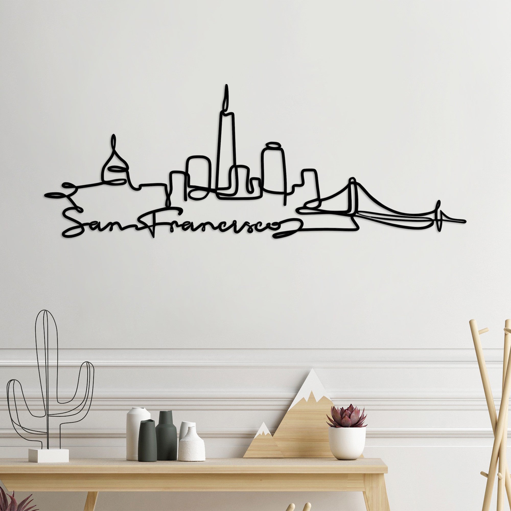 Acessório Decorativo de Parede San Francisco - Metal Preto 120x43cm