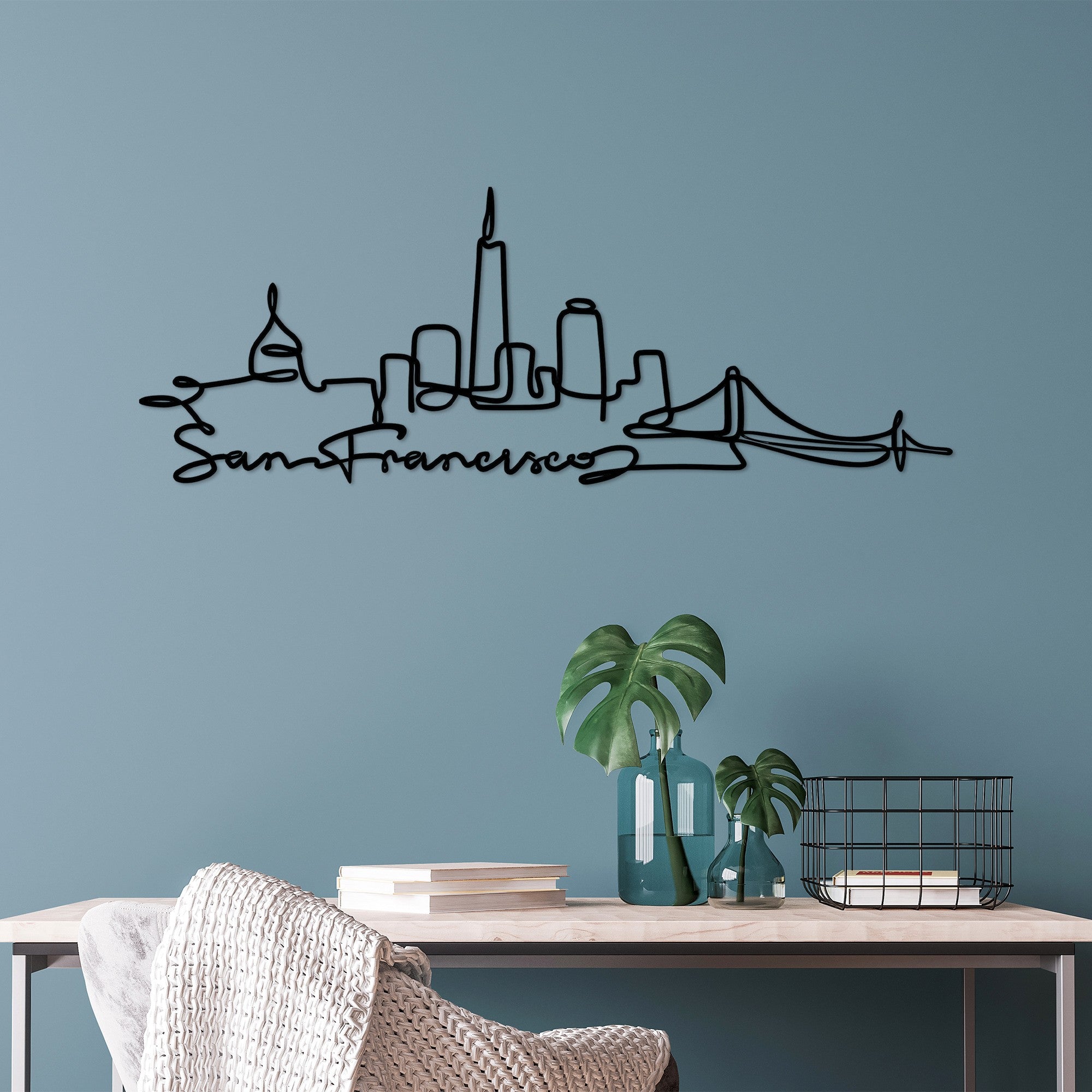 Acessório Decorativo de Parede San Francisco - Metal Preto 120x43cm