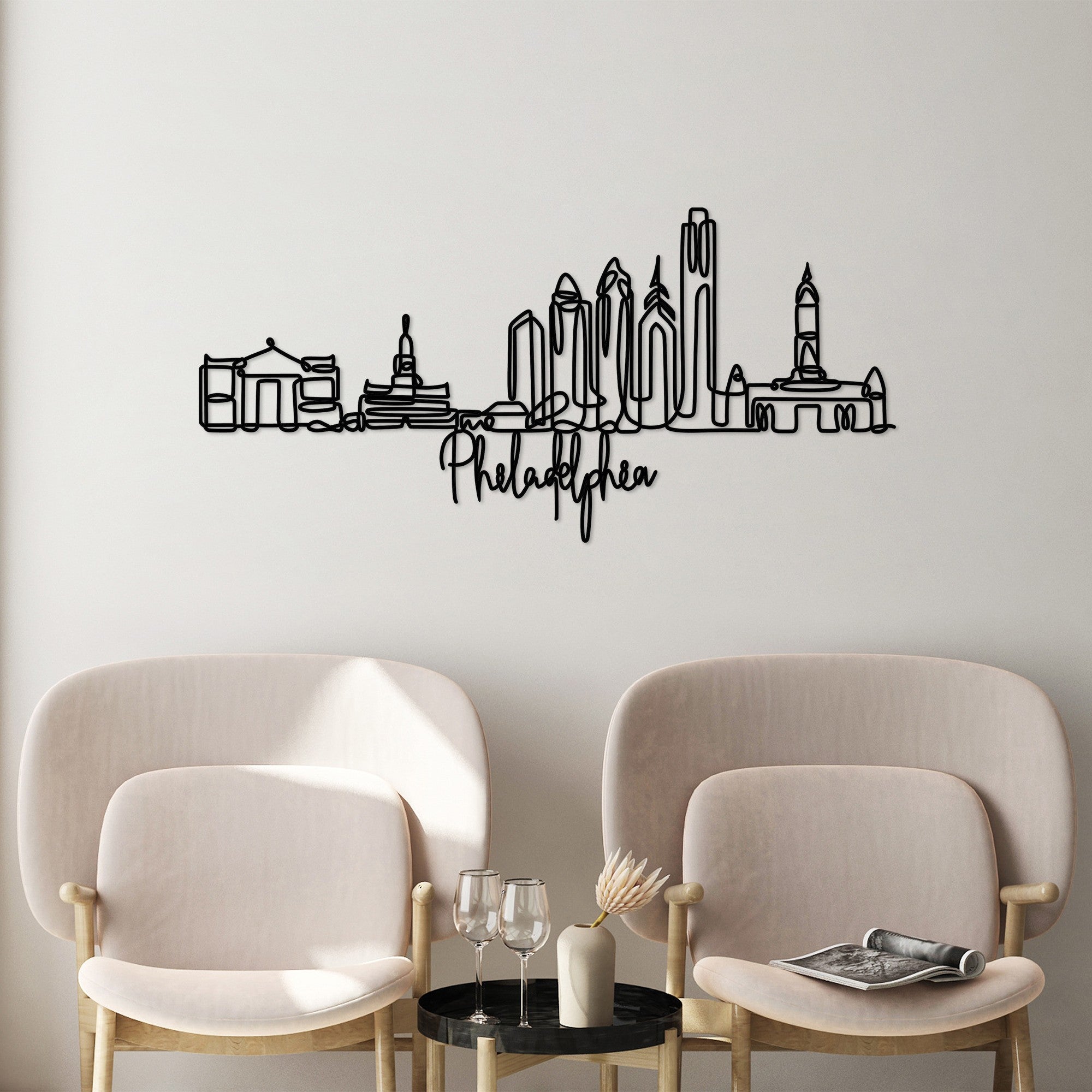 Acessório Decorativo de Parede Philadelphia - Metal Preto 120x57cm