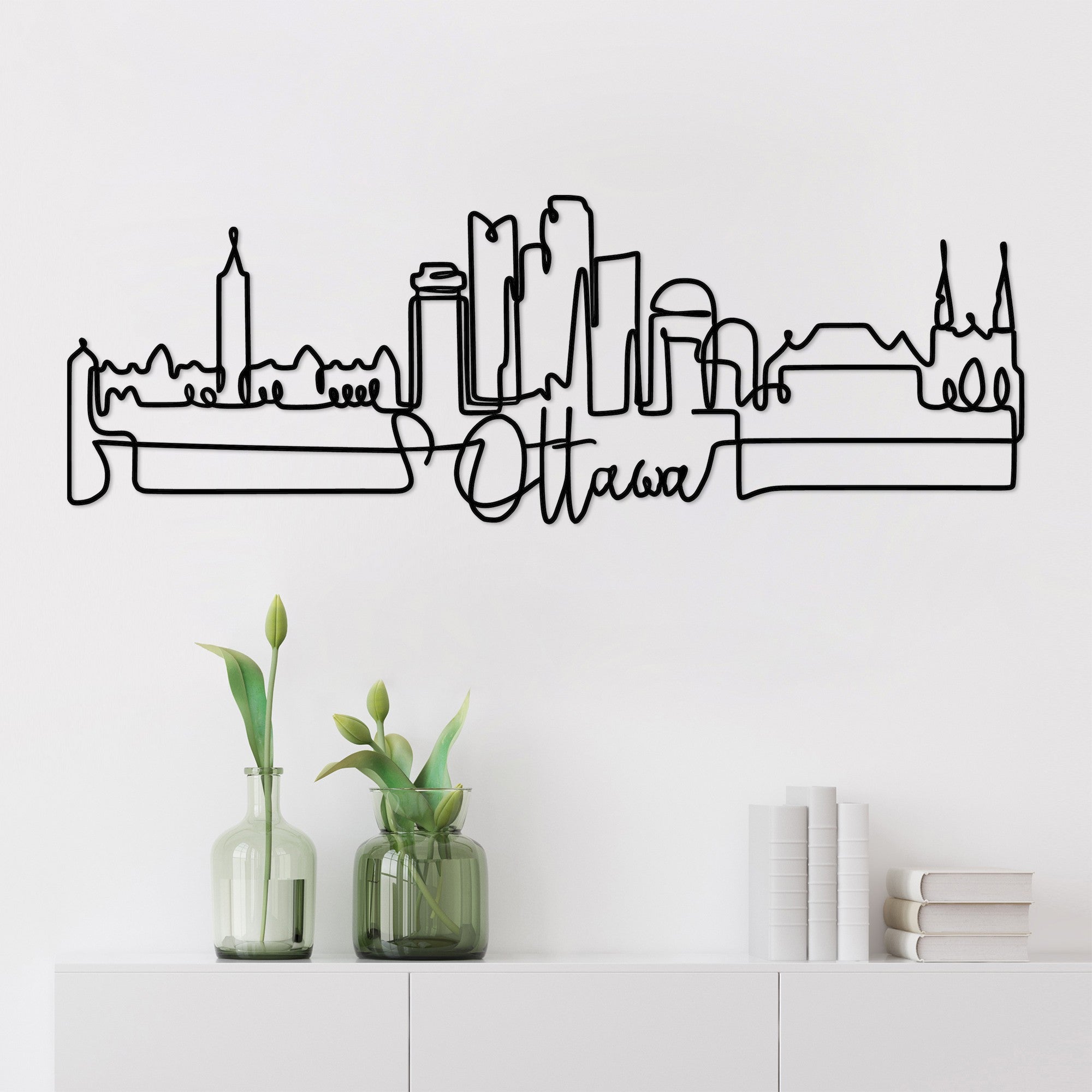 Acessório Decorativo de Parede Ottawa - Metal Preto 120x40cm - Espessura 2mm