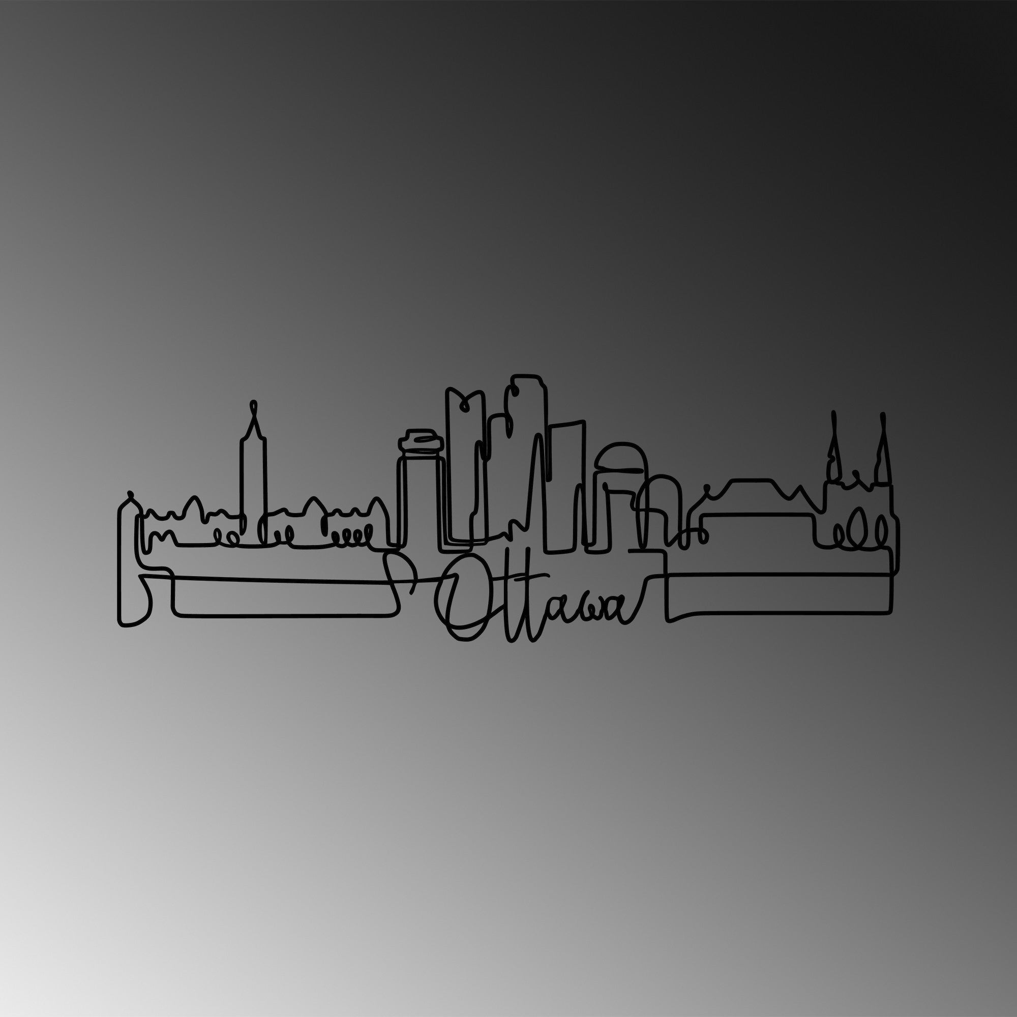 Acessório Decorativo de Parede Ottawa - Metal Preto 120x40cm - Espessura 2mm