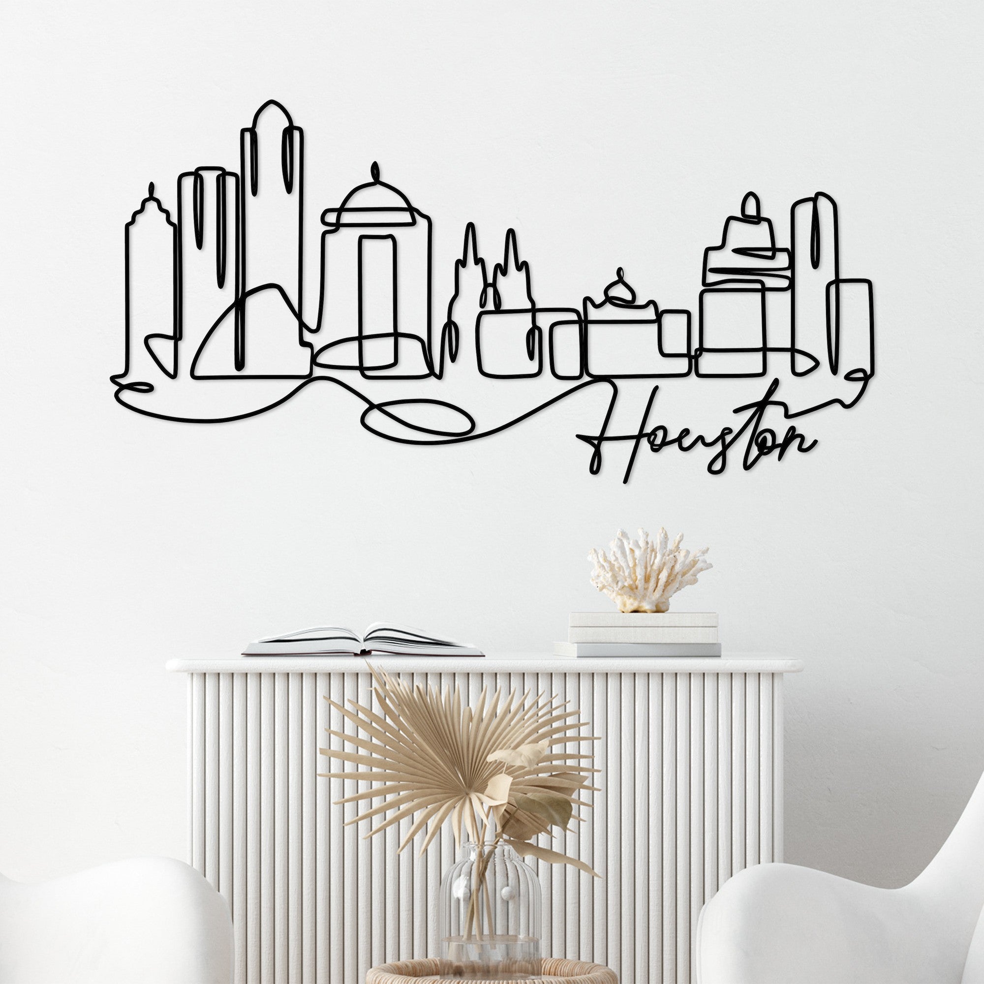 Acessório Decorativo de Parede Houston - Metal Preto 120x59cm - Elegância Industrial para a Sua Casa