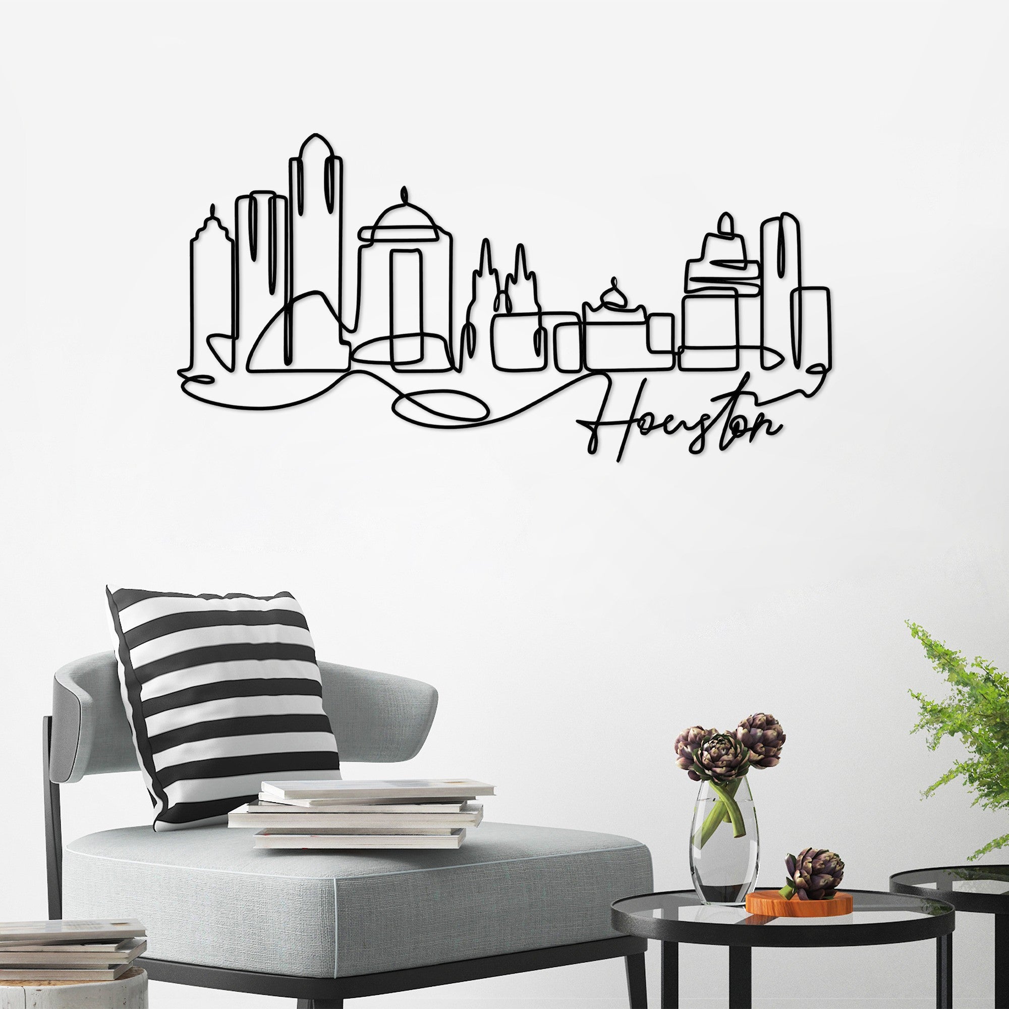Acessório Decorativo de Parede Houston - Metal Preto 120x59cm - Elegância Industrial para a Sua Casa