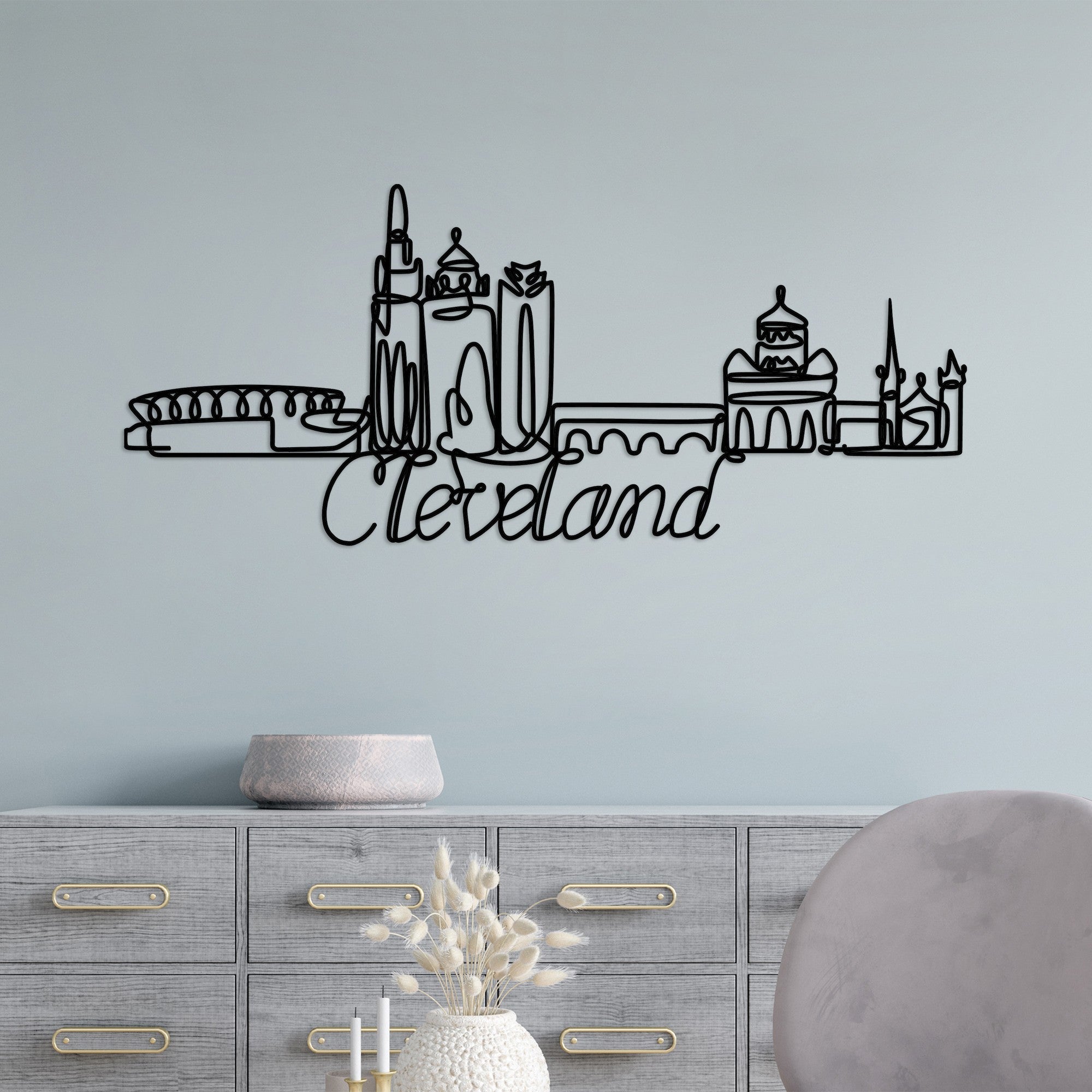 Acessório Decorativo de Parede Cleveland - Metal Preto 120x50cm para Decoração Moderna