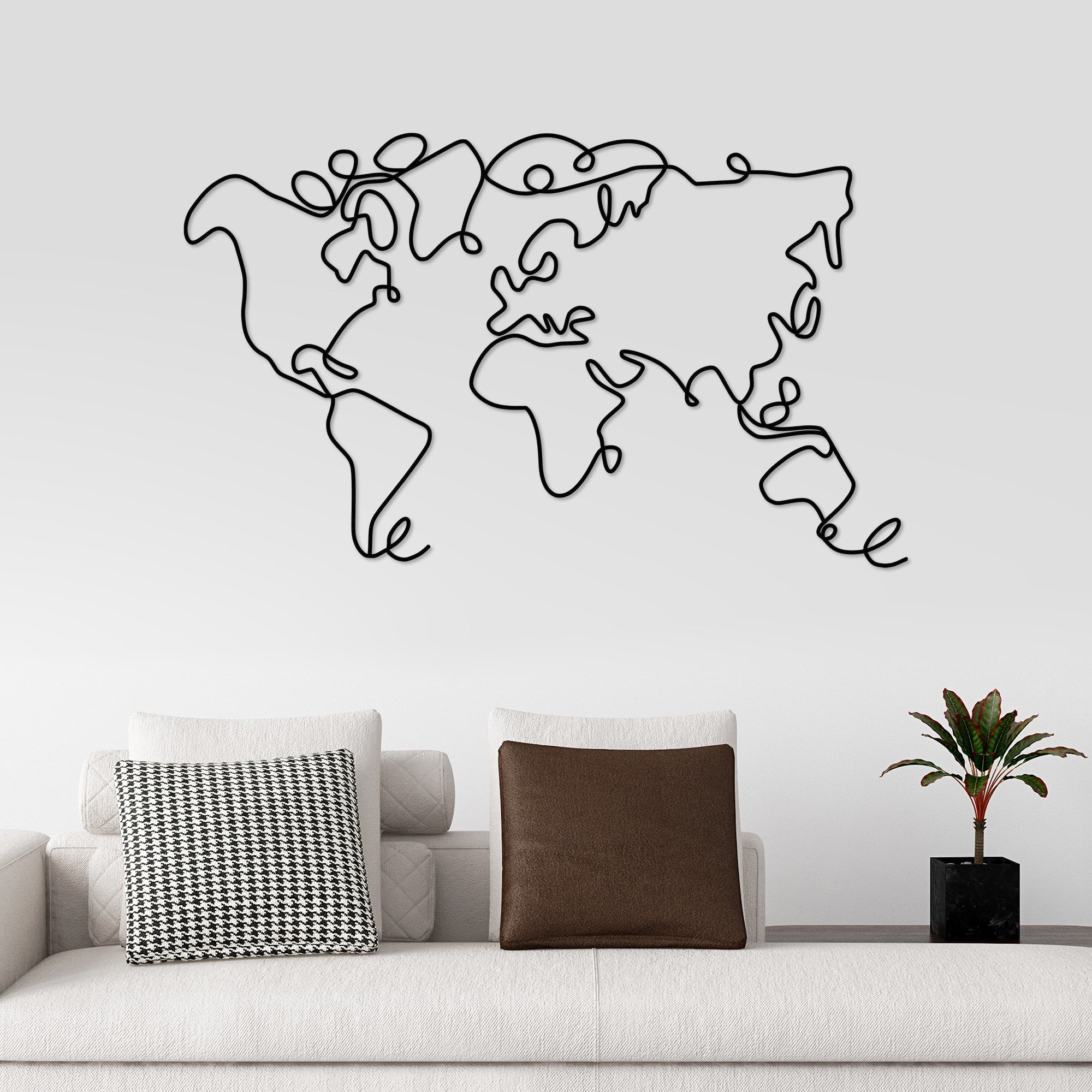 Acessório de parede decorativo de metal preto elegante, 120 x 70 x 1,5 cm | 100% metal, 2 mm de espessura | Design leve e moderno para decoração de casa