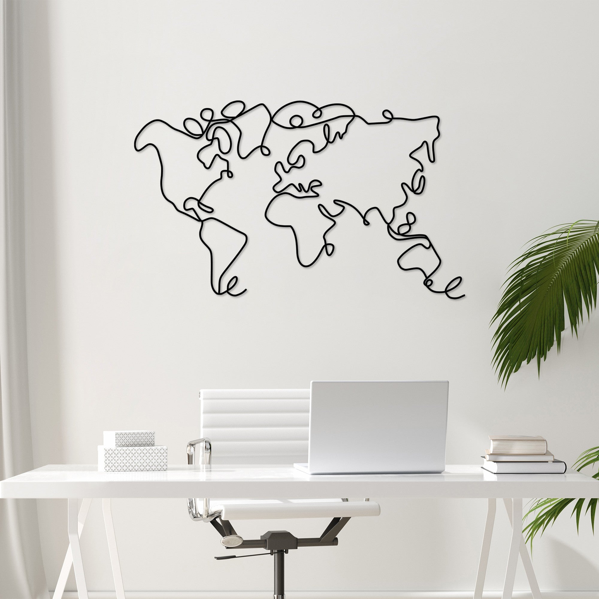 Acessório de parede decorativo de metal preto elegante, 120 x 70 x 1,5 cm | 100% metal, 2 mm de espessura | Design leve e moderno para decoração de casa
