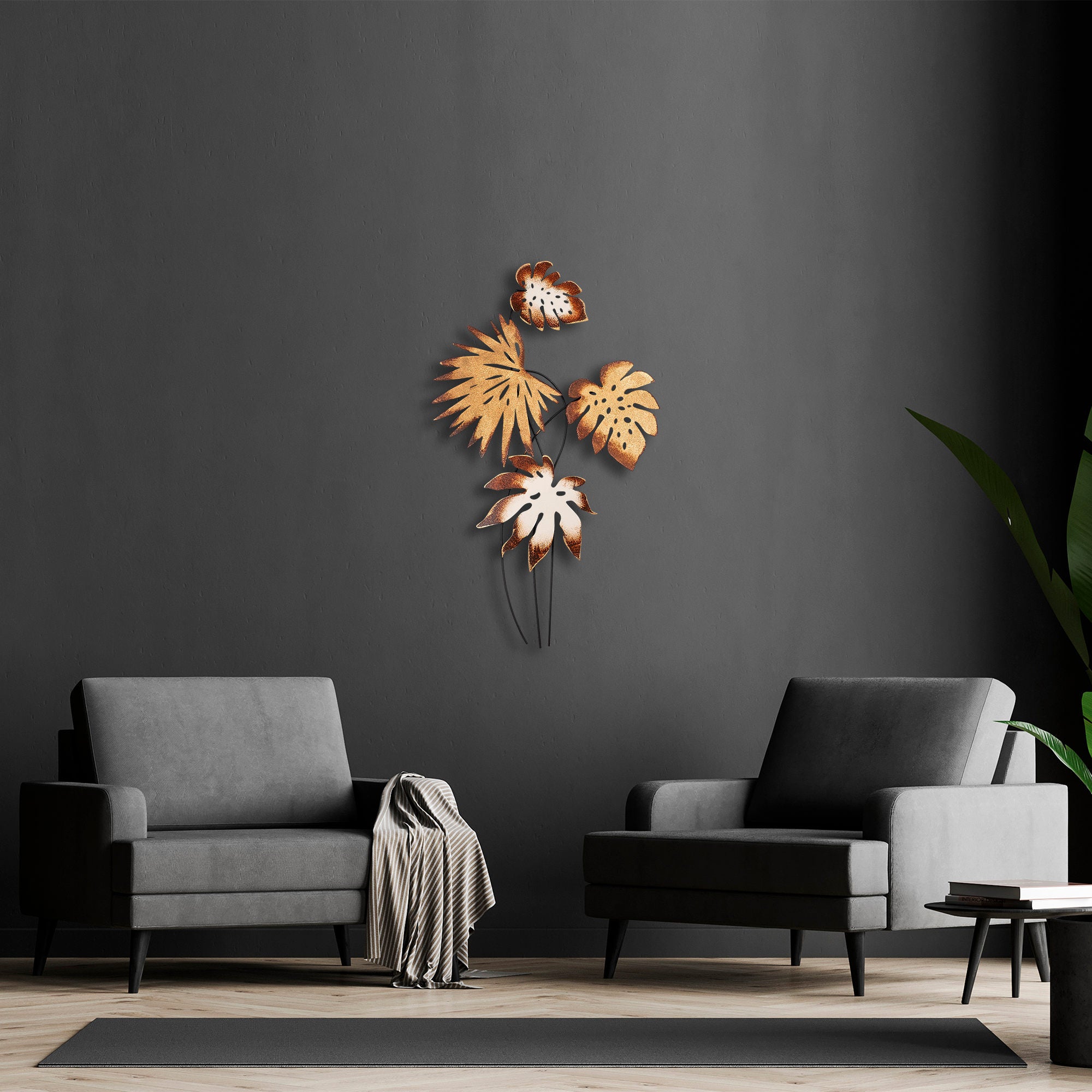 Acessório Decorativo de Parede Monstera v3 - Metal Multicolor 69x113cm