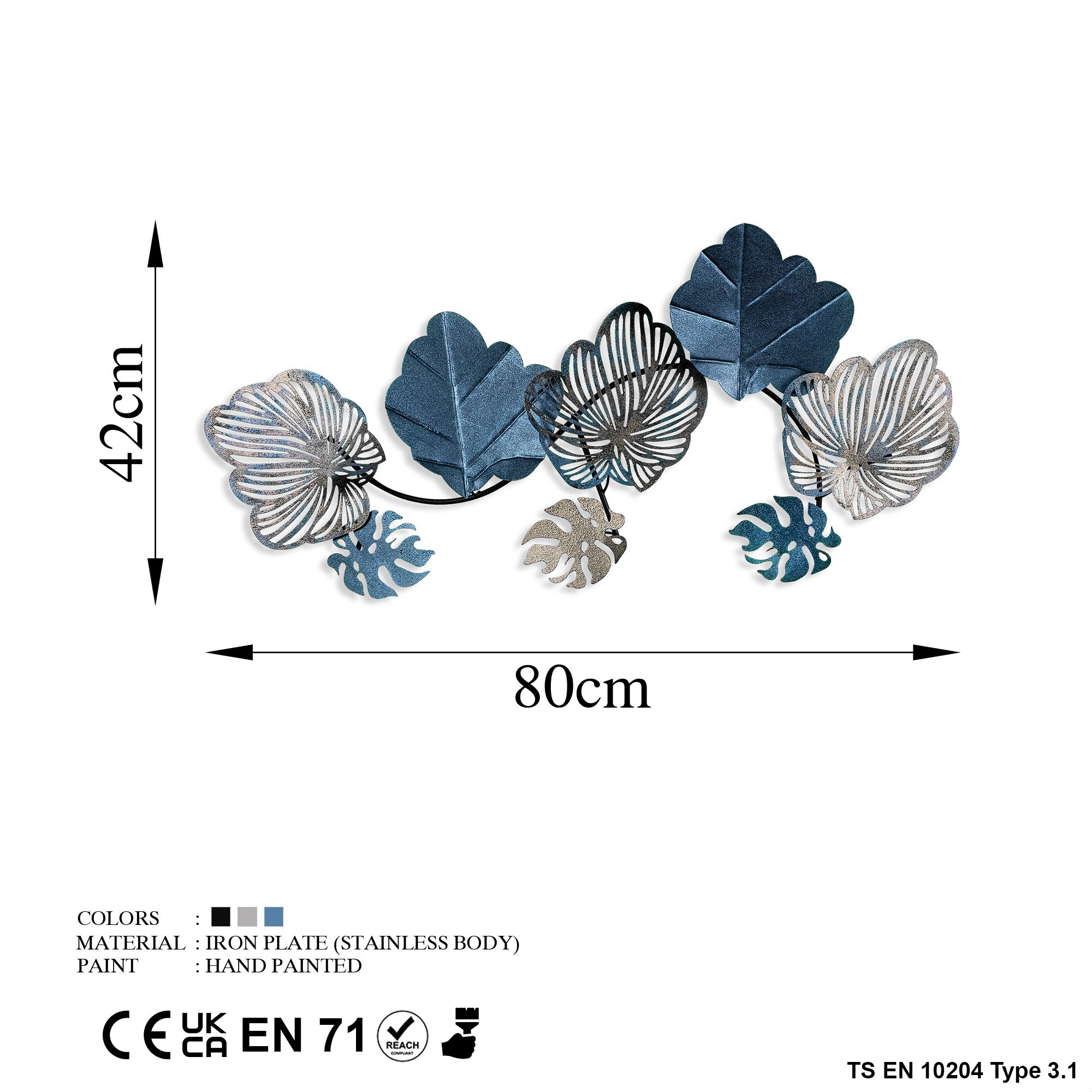 Acessório Decorativo de Parede Zhoushan 3 - Metal Multicolor Artesanal 42x80cm