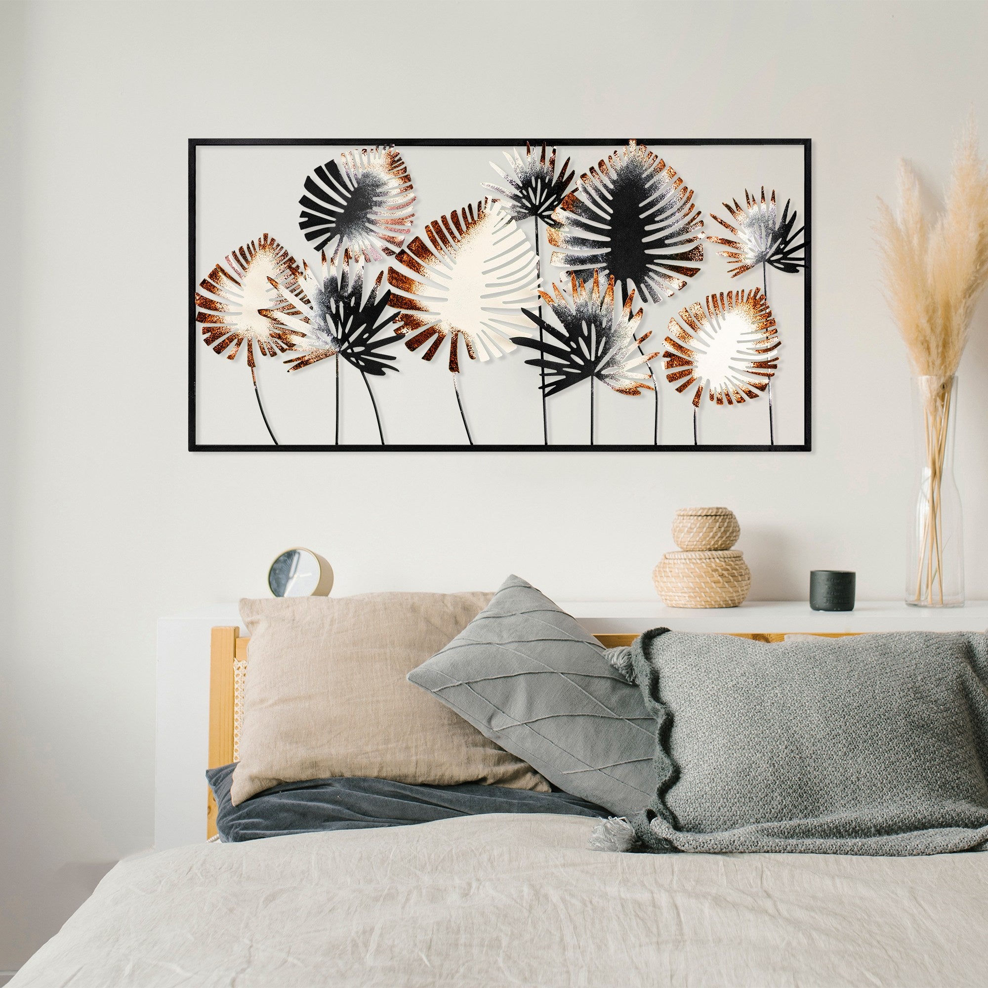 Acessório de parede decorativo de metal feito à mão, 40 x 81 cm | 100% metal (1,5 mm) | Design exclusivo pintado à mão, perfeito para decoração de casa e amantes da arte