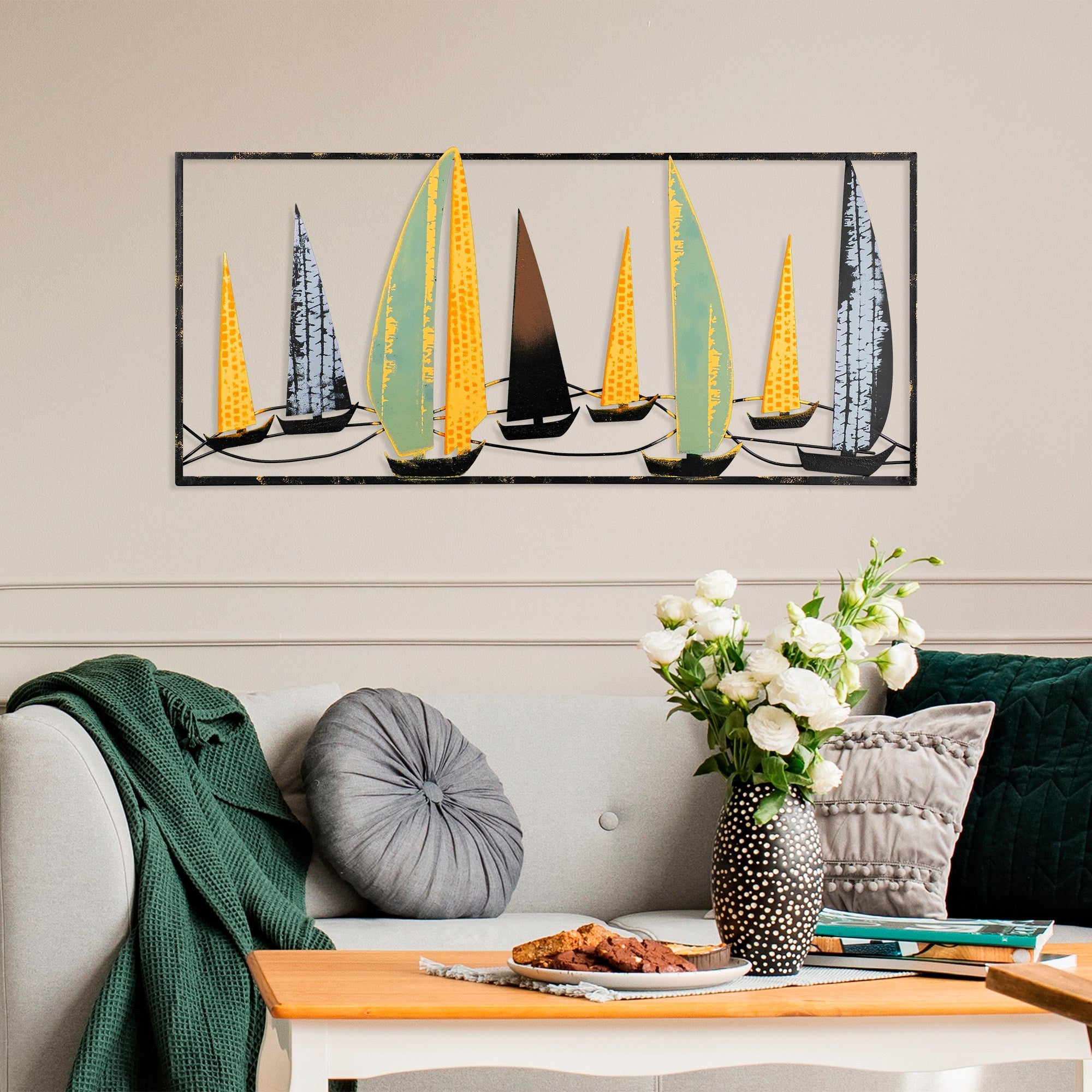 Acessório de parede decorativo de metal feito à mão, 40 x 90 cm | 100% metal (1,5 mm) | Design exclusivo pintado à mão, perfeito para decoração de casa e amantes da arte